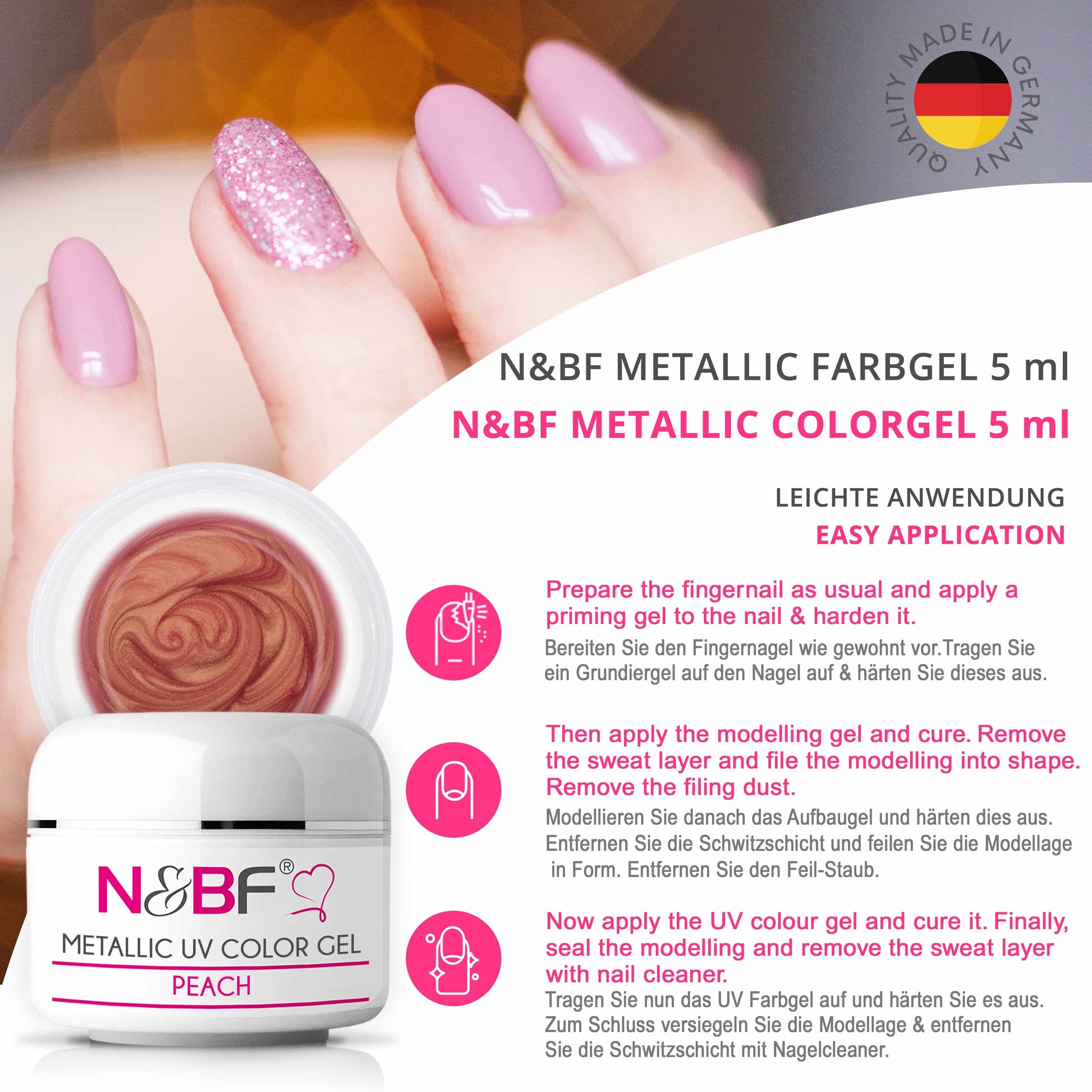 Nails Beauty Factory 2024 124133420 METALLIC UV COLOR GEL PEACH 03