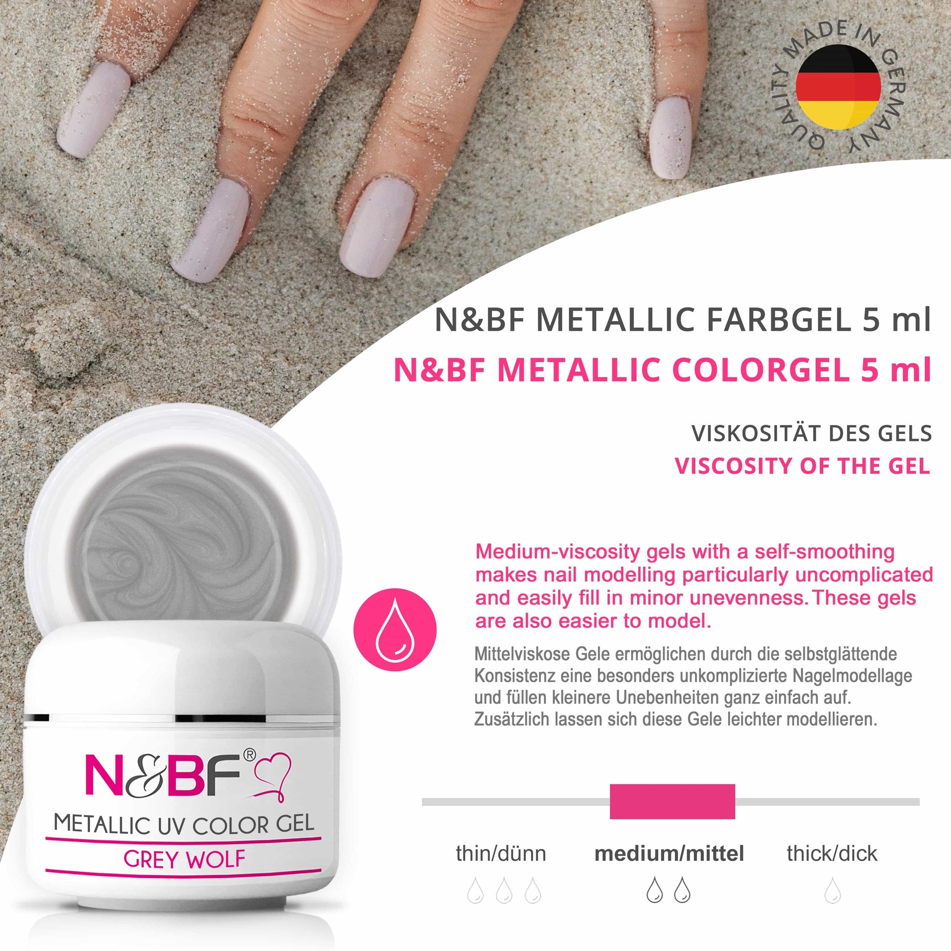 Nails Beauty Factory 2024 124133430 METALLIC UV COLOR GEL GREY WOLF 07