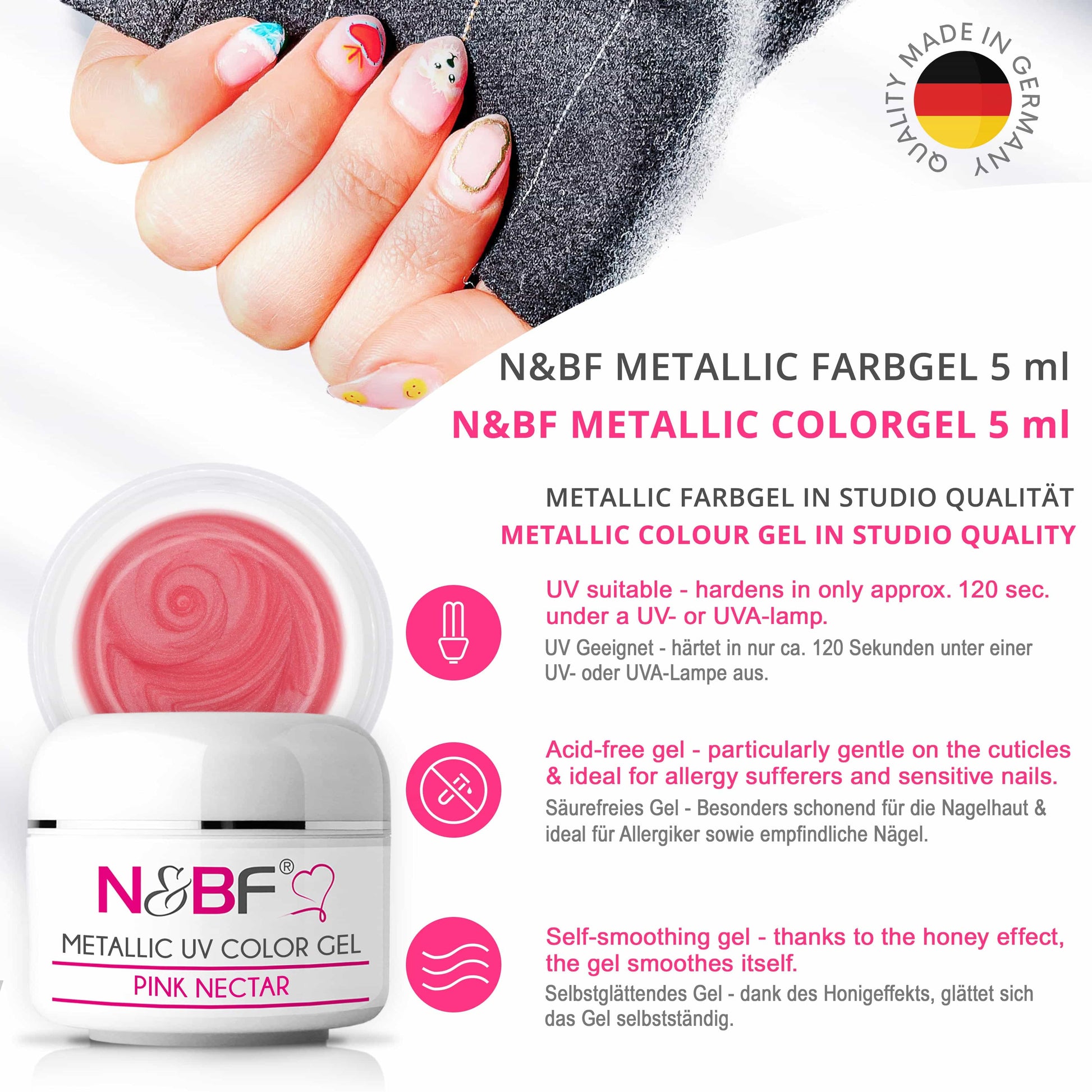 Nails Beauty Factory 2024 124133448 METALLIC UV COLOR GEL PINK NECTAR 01