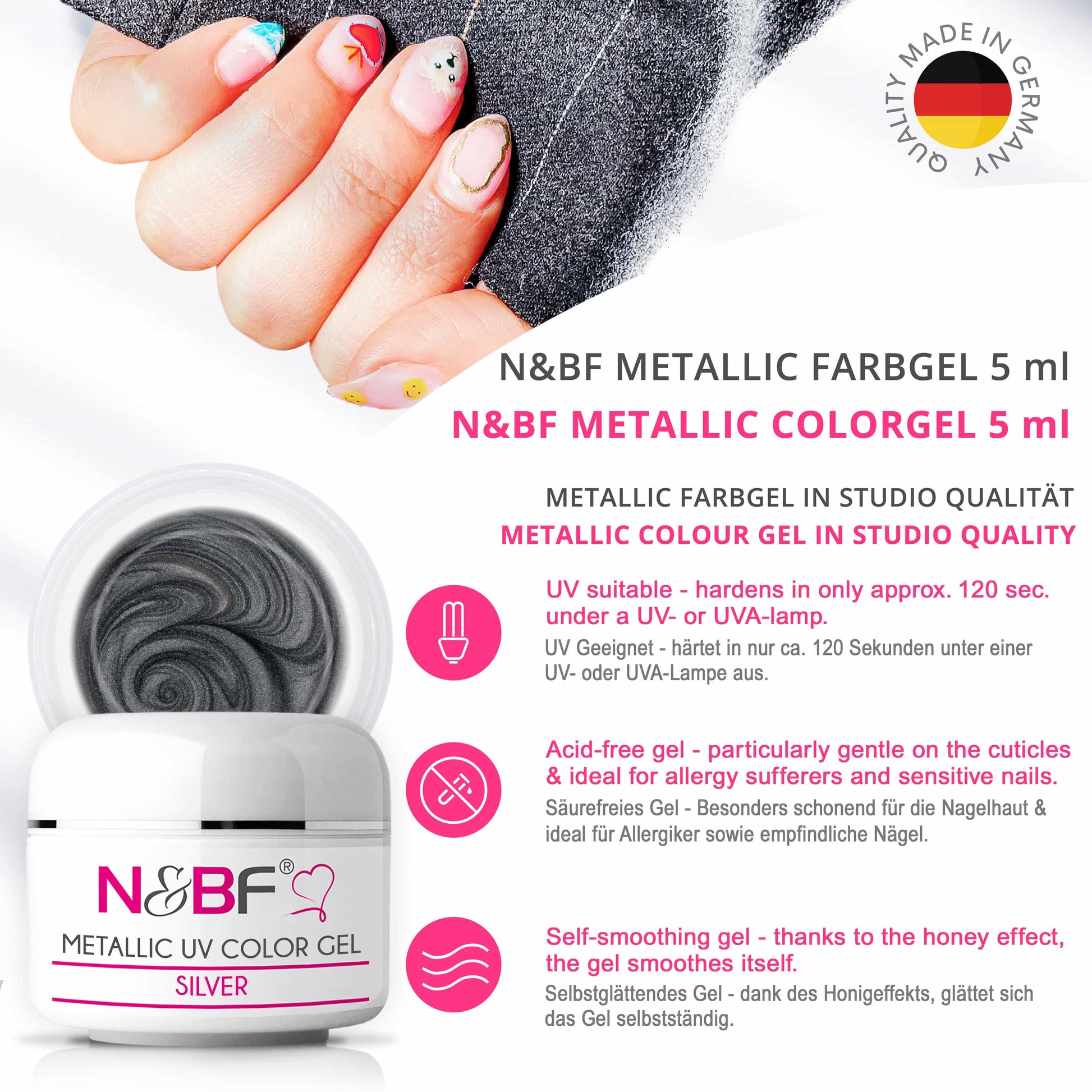 Nails Beauty Factory 2024 57526740 METALLIC UV COLOR GEL SILVER 01