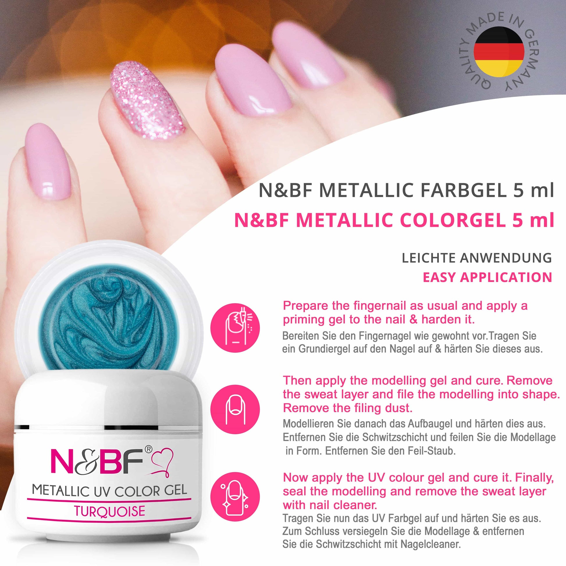 Nails Beauty Factory 2024 57526997 METALLIC UV COLOR GEL TURQUOISE 03