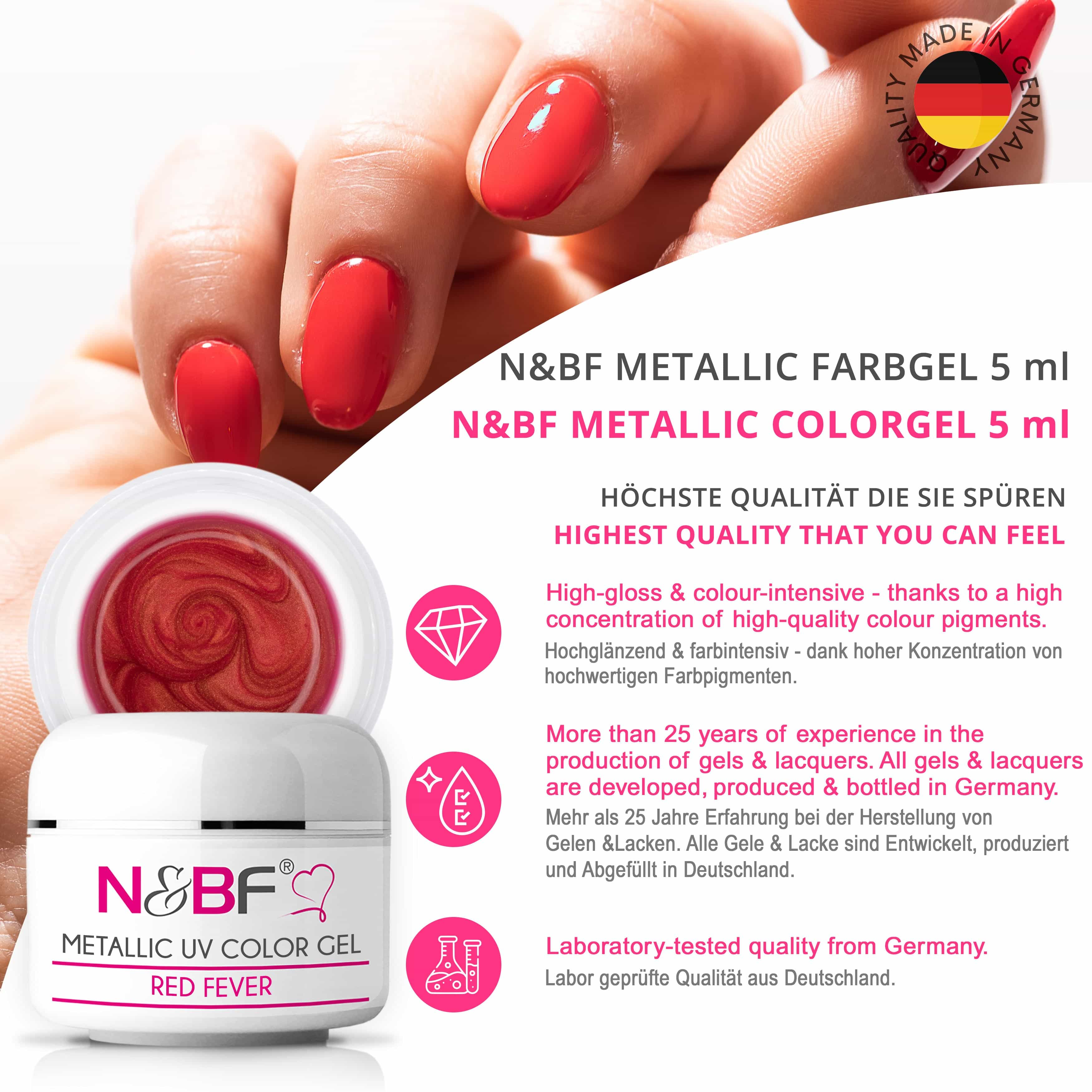 Nails Beauty Factory 2024 57526999 METALLIC UV COLOR GEL RED FEVER 05