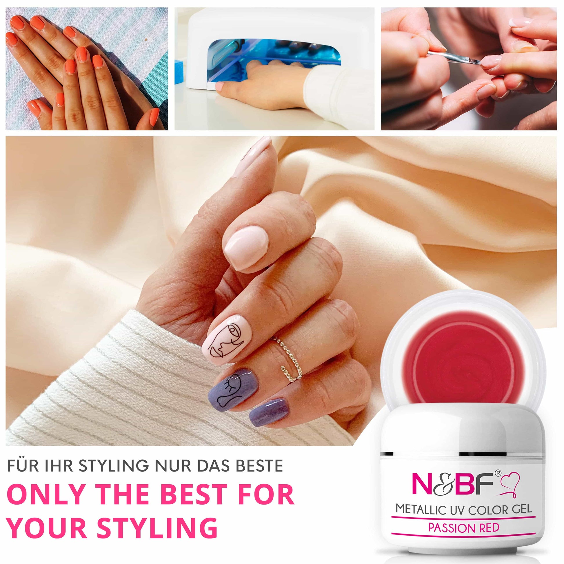 Nails Beauty Factory 2024 57527002 METALLIC UV COLOR GEL PASSION RED 06