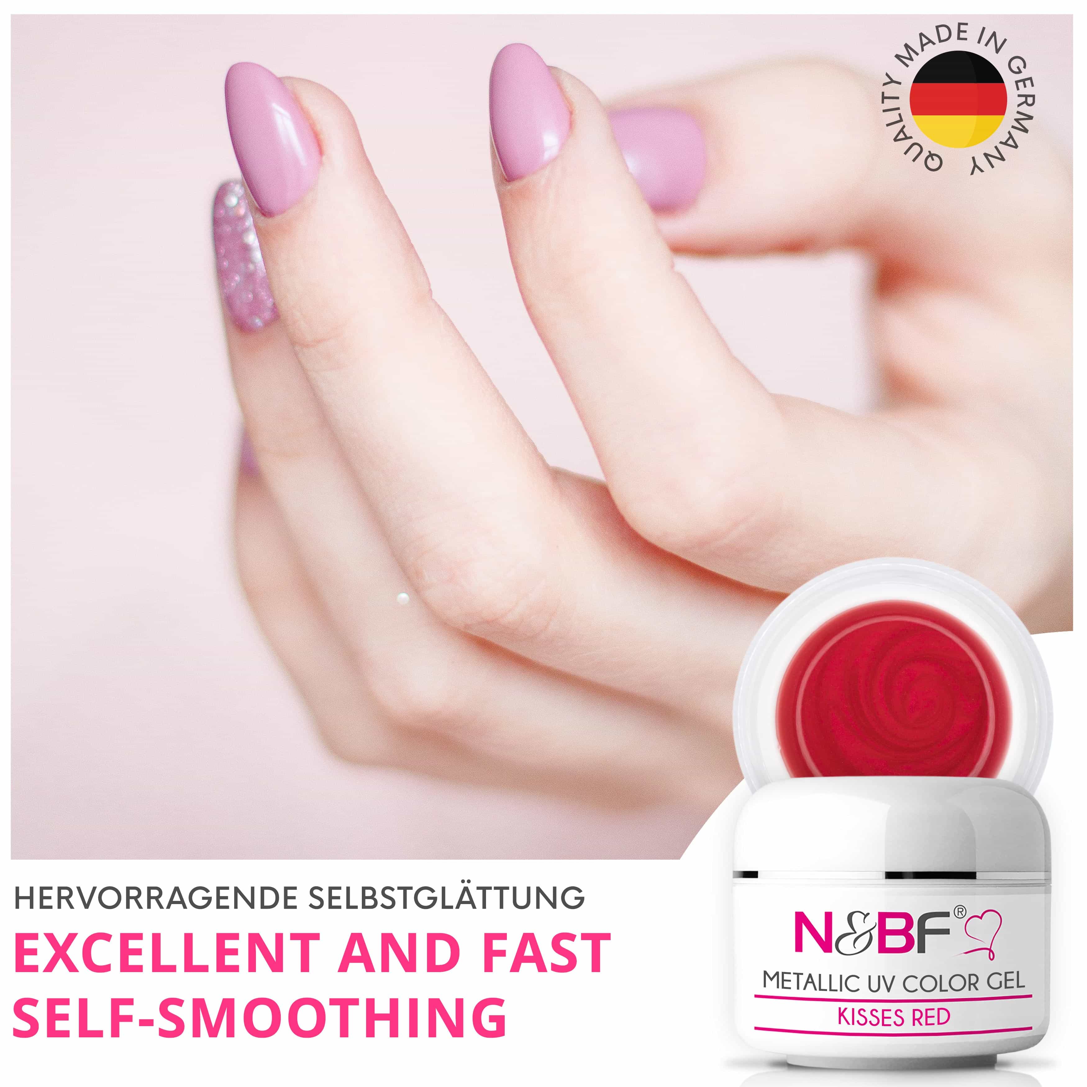 Nails Beauty Factory 2024 57527005 METALLIC UV COLOR GEL KISSES RED 04