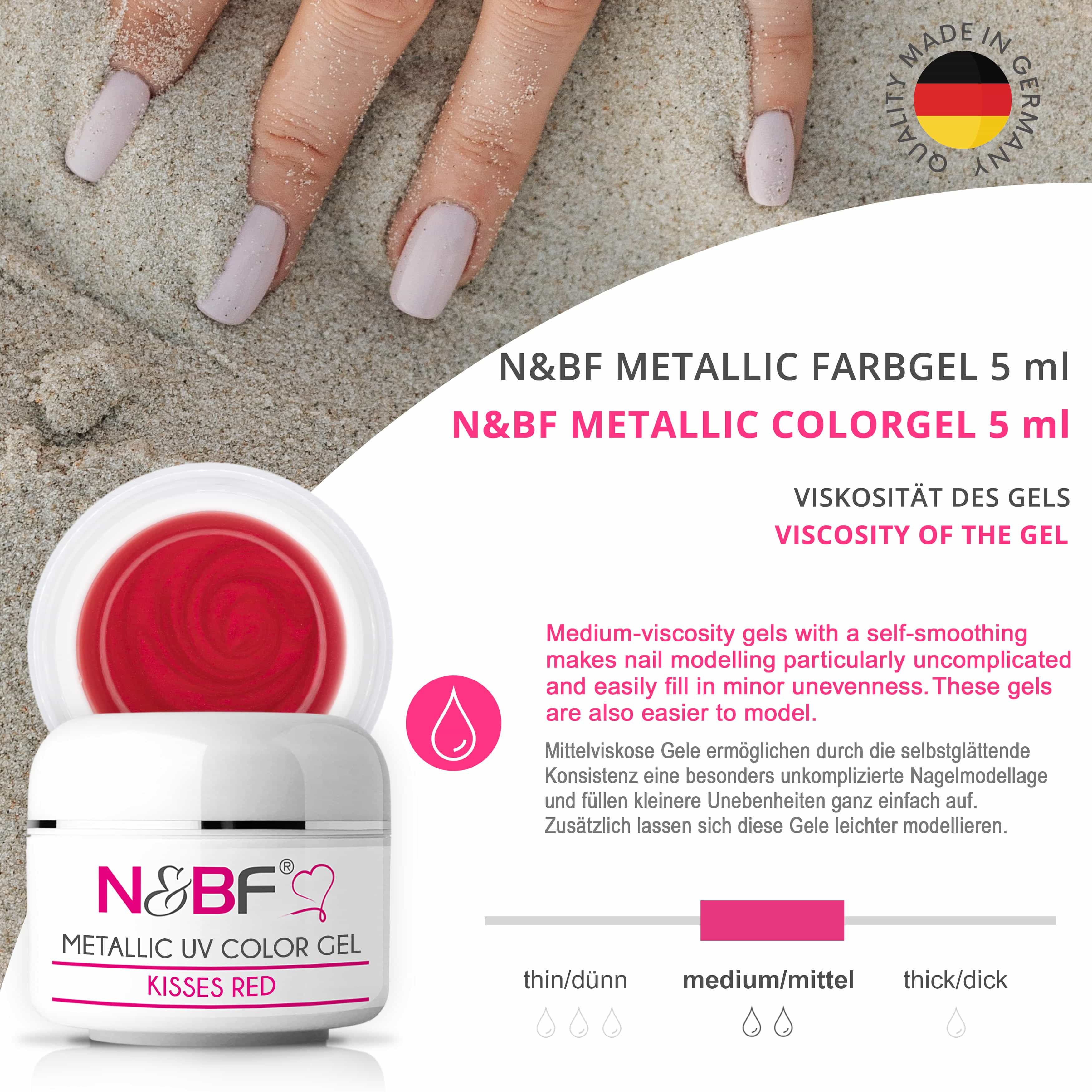 Nails Beauty Factory 2024 57527005 METALLIC UV COLOR GEL KISSES RED 07