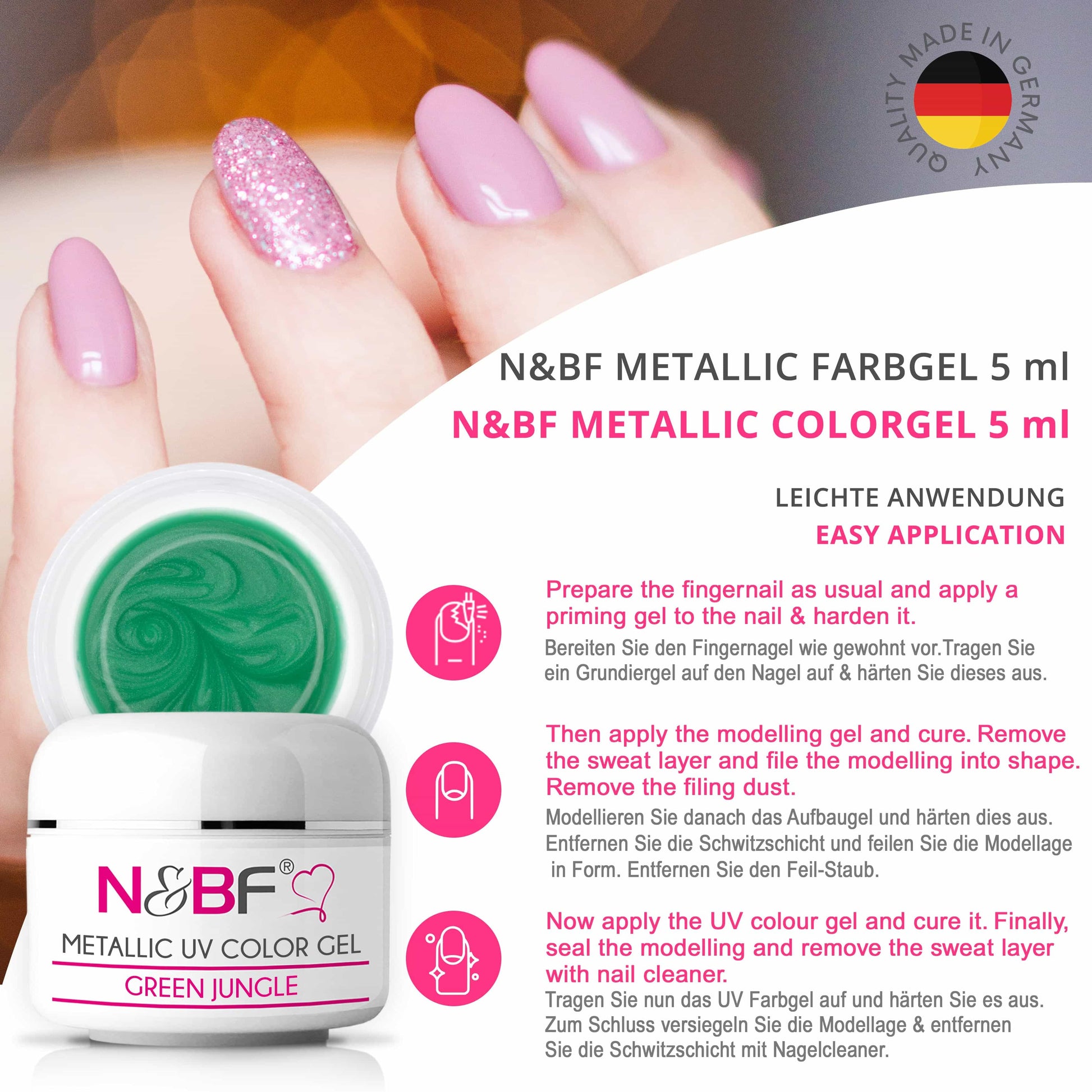 Nails Beauty Factory 2024 57527006 METALLIC UV COLOR GEL GREEN JUNGLE 03