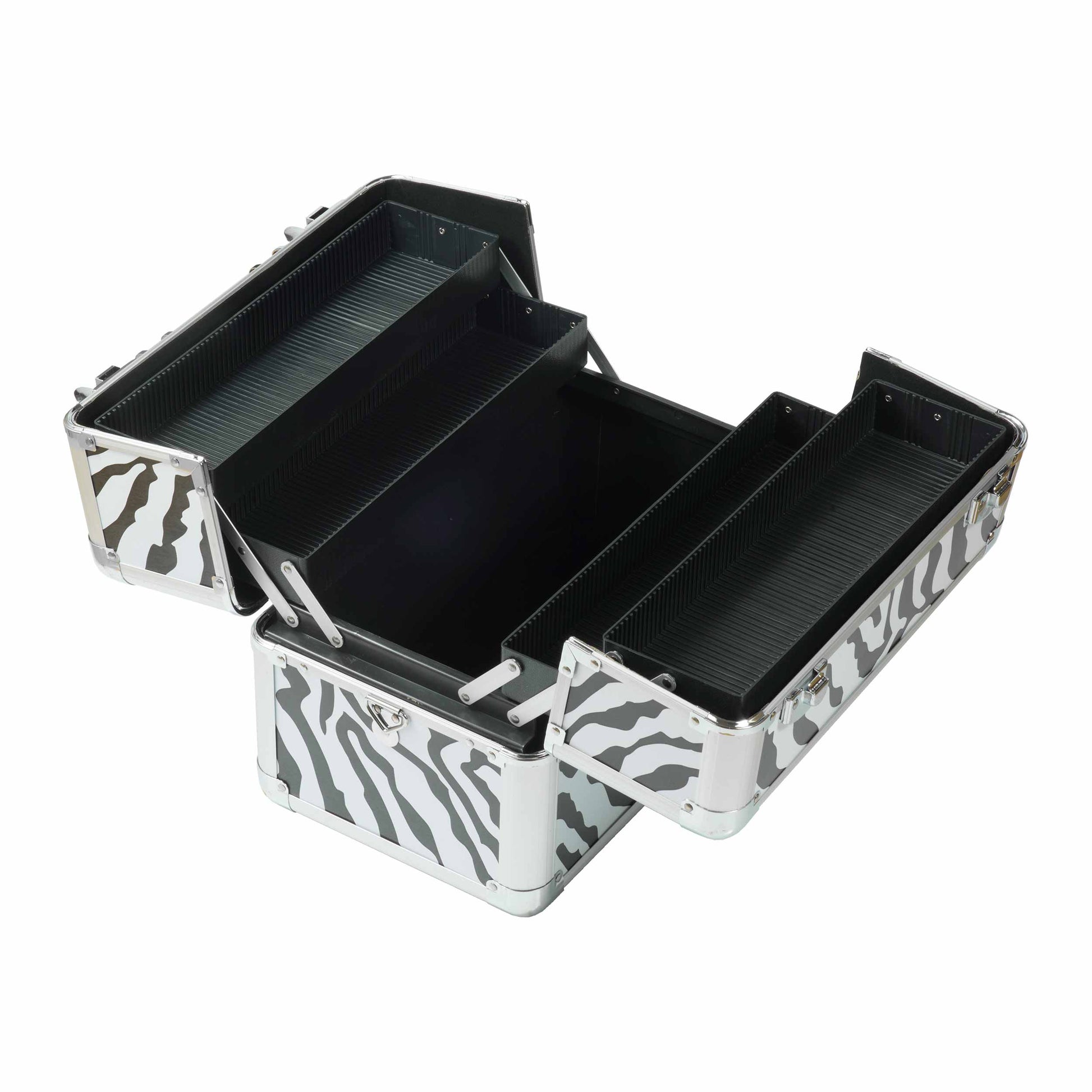 Nails Beauty Factory Kosmetikkoffer Kompakt Zebra Design rund offen