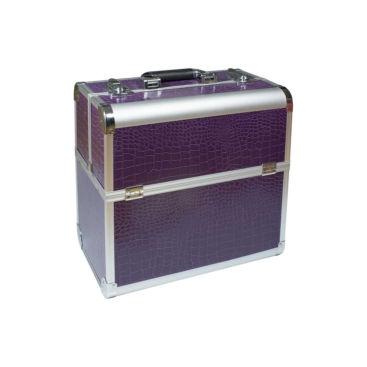 Nails Factory Kosmetikkoffer Aluminium Lila Croco Design rund Closed