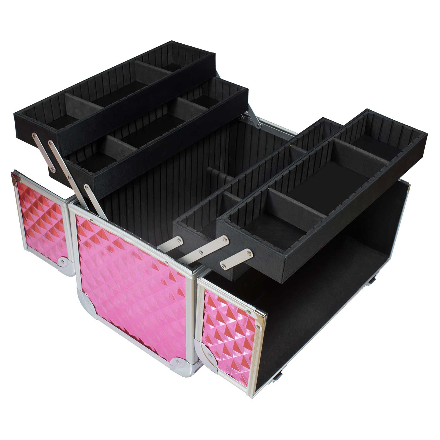 Nails Factory Kosmetikkoffer Aluminium Ros e Diamonds open