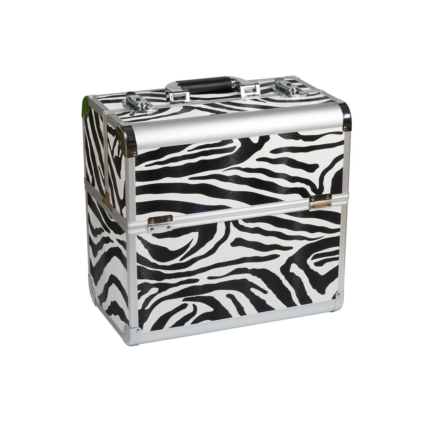 Nails Factory Kosmetikkoffer Aluminium Zebra Design Rund Closed