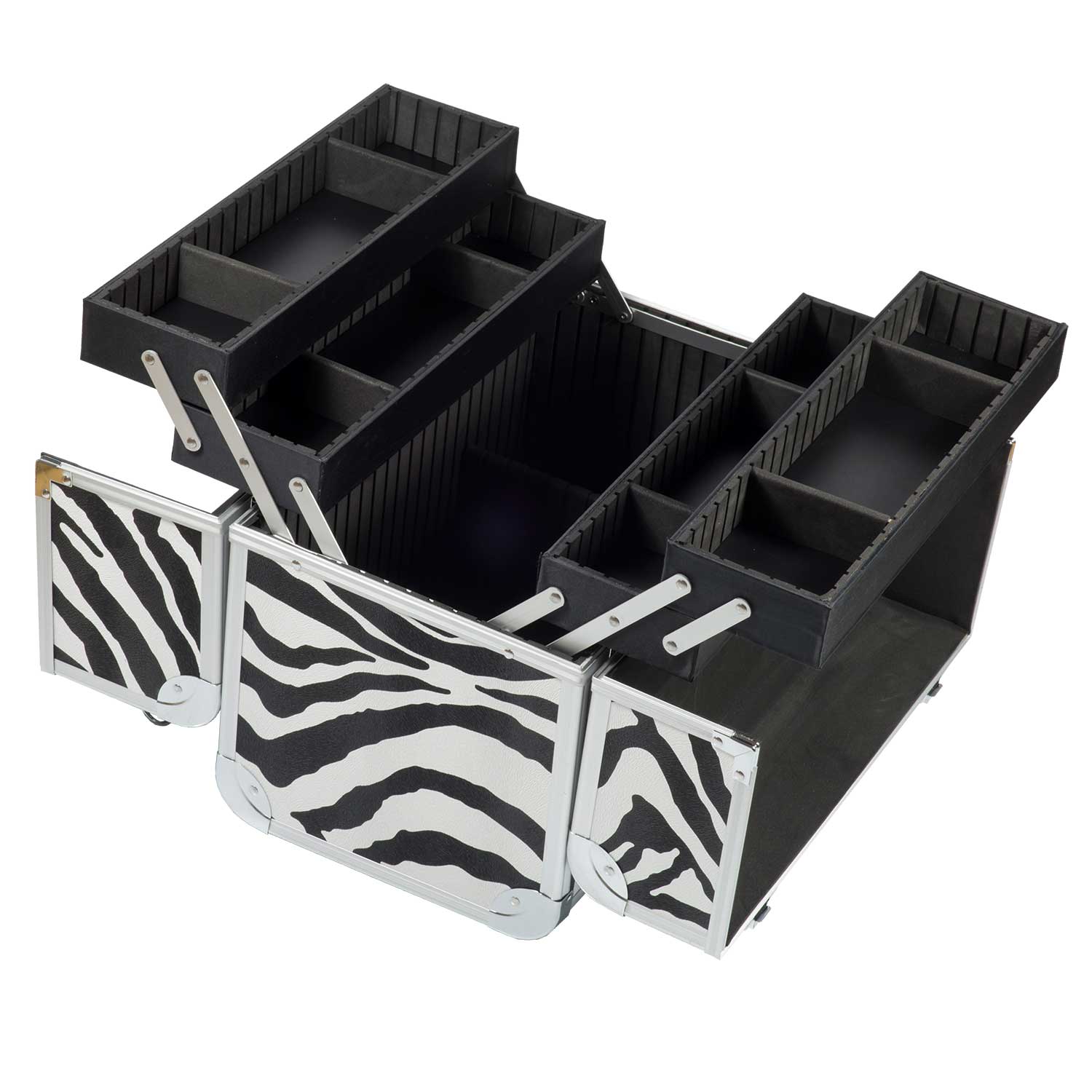 Nails Factory Kosmetikkoffer Aluminium Zebra Design Rund mega open