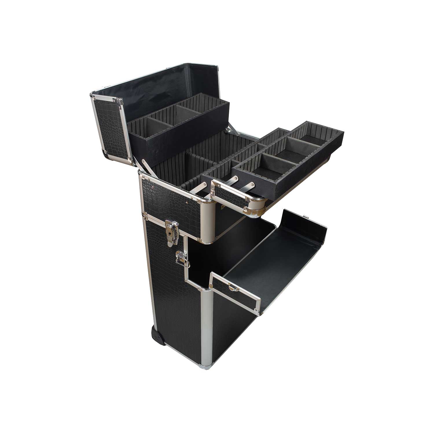 Nails Factory Kosmetiktrolley Schwarz Croco Design open