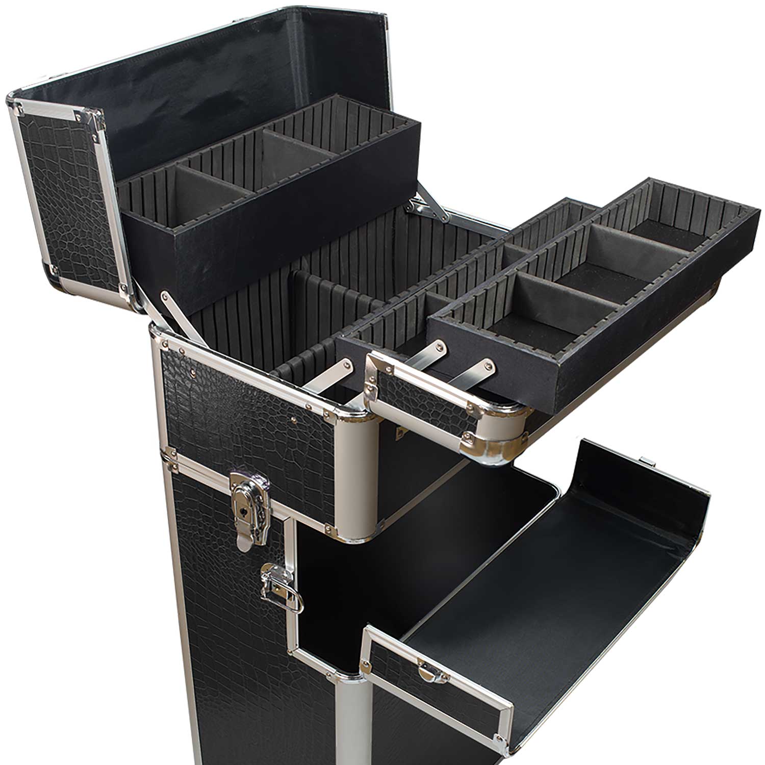 Nails Factory Kosmetiktrolley Schwarz Croco Design zoom