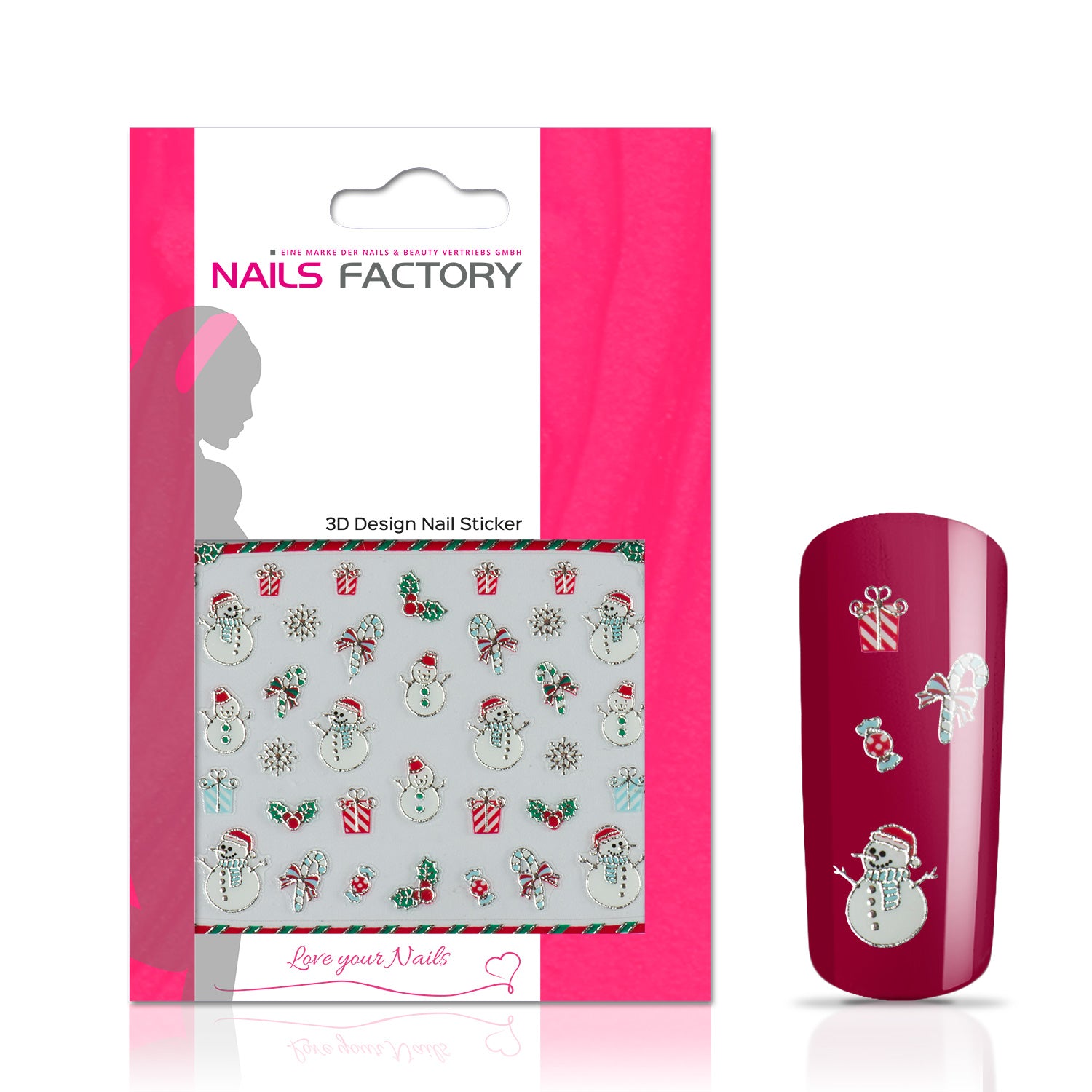 Nails Factory Nagelsticker Christmas silver Snowman