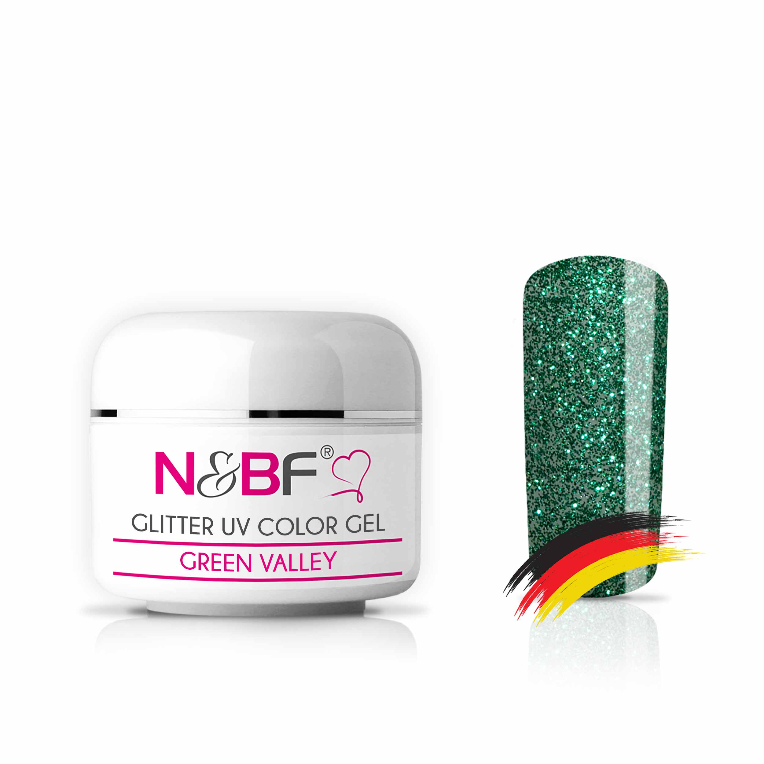 Nails and Beauty Factory 123448916 GLITTER UV COLOR GEL GREEN VALLEY