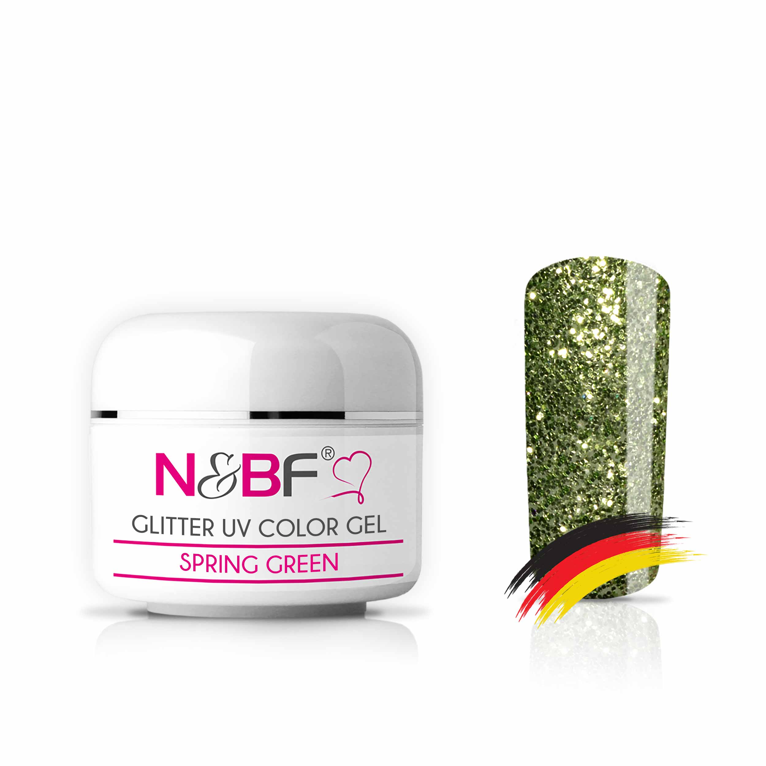 Nails and Beauty Factory 124133205 GLITTER UV COLOR GEL SPRING GREEN