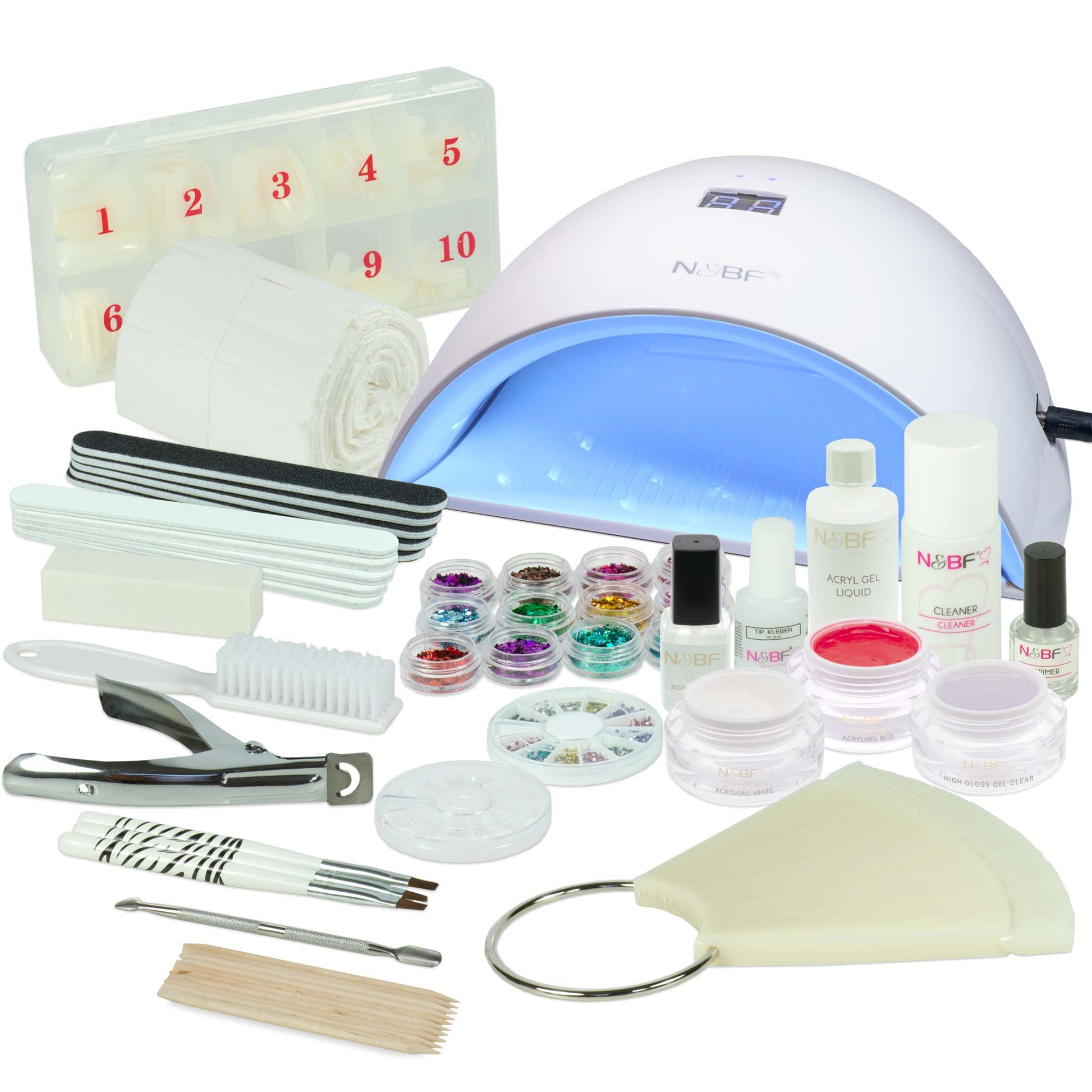 Nails and Beauty Factory Acrylgel Starter Set UVA Curve Weiss Rot White Highgloss