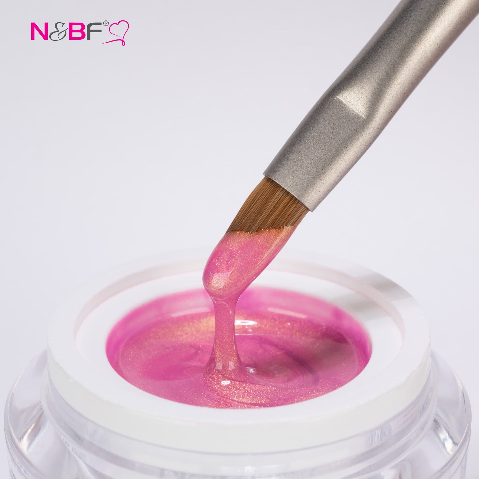 Nails and Beauty Factory Comfort Farbgel Metallic Pink Pinsel im Tiegel
