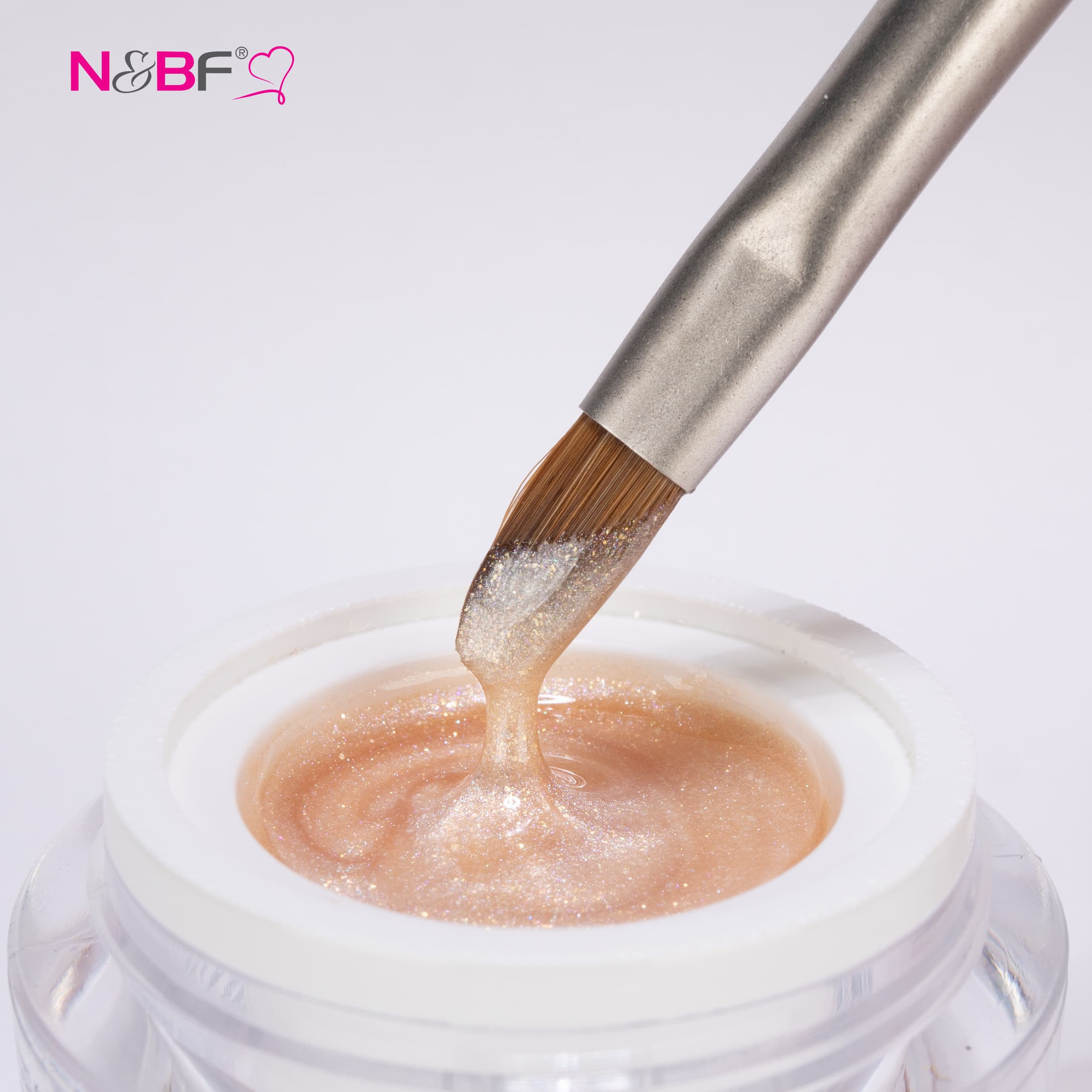 Nails and Beauty Factory Comfort Farbgel glimmer honey Pinsel mit Tiegel
