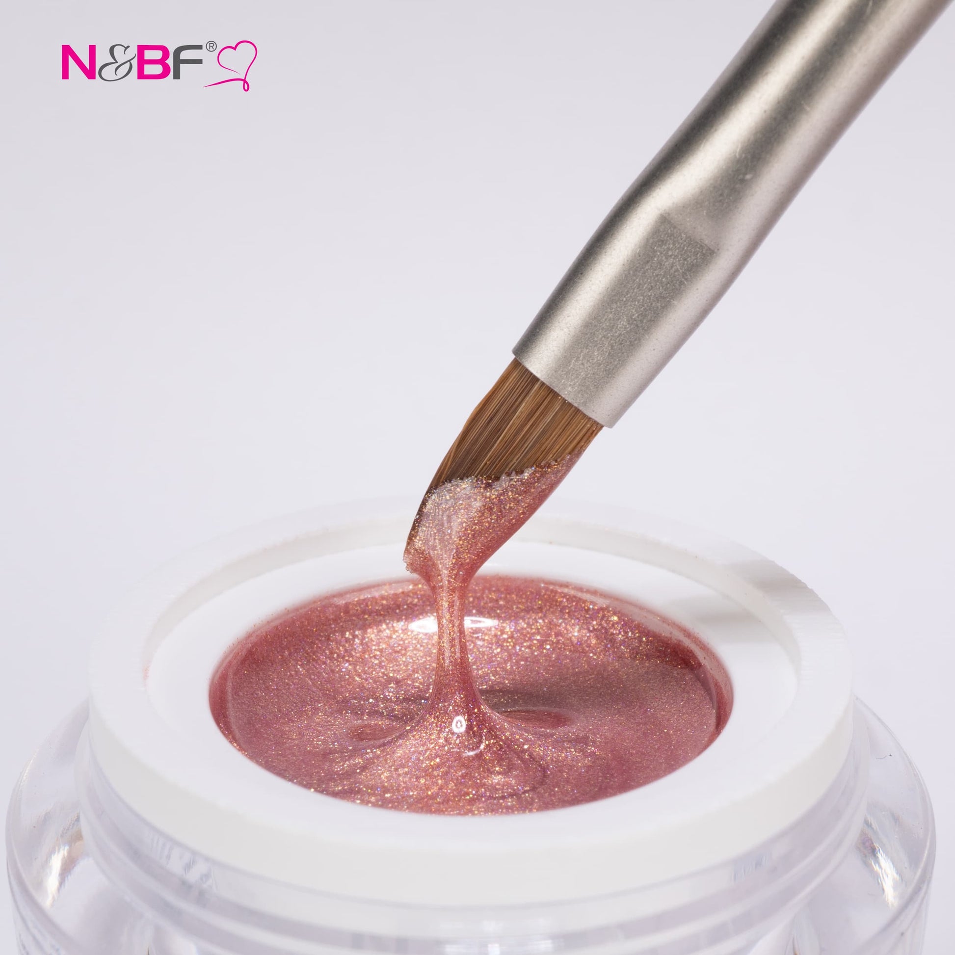 Nails and Beauty Factory Comfort Farbgel glimmer natural powder Tiegel mit Pinsel