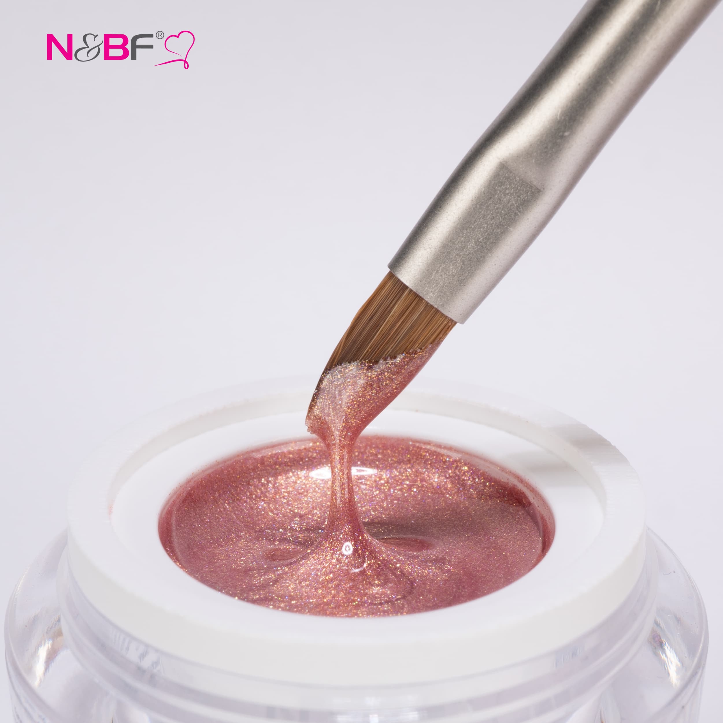 Nails and Beauty Factory Comfort Farbgel glimmer natural powder Tiegel mit Pinsel