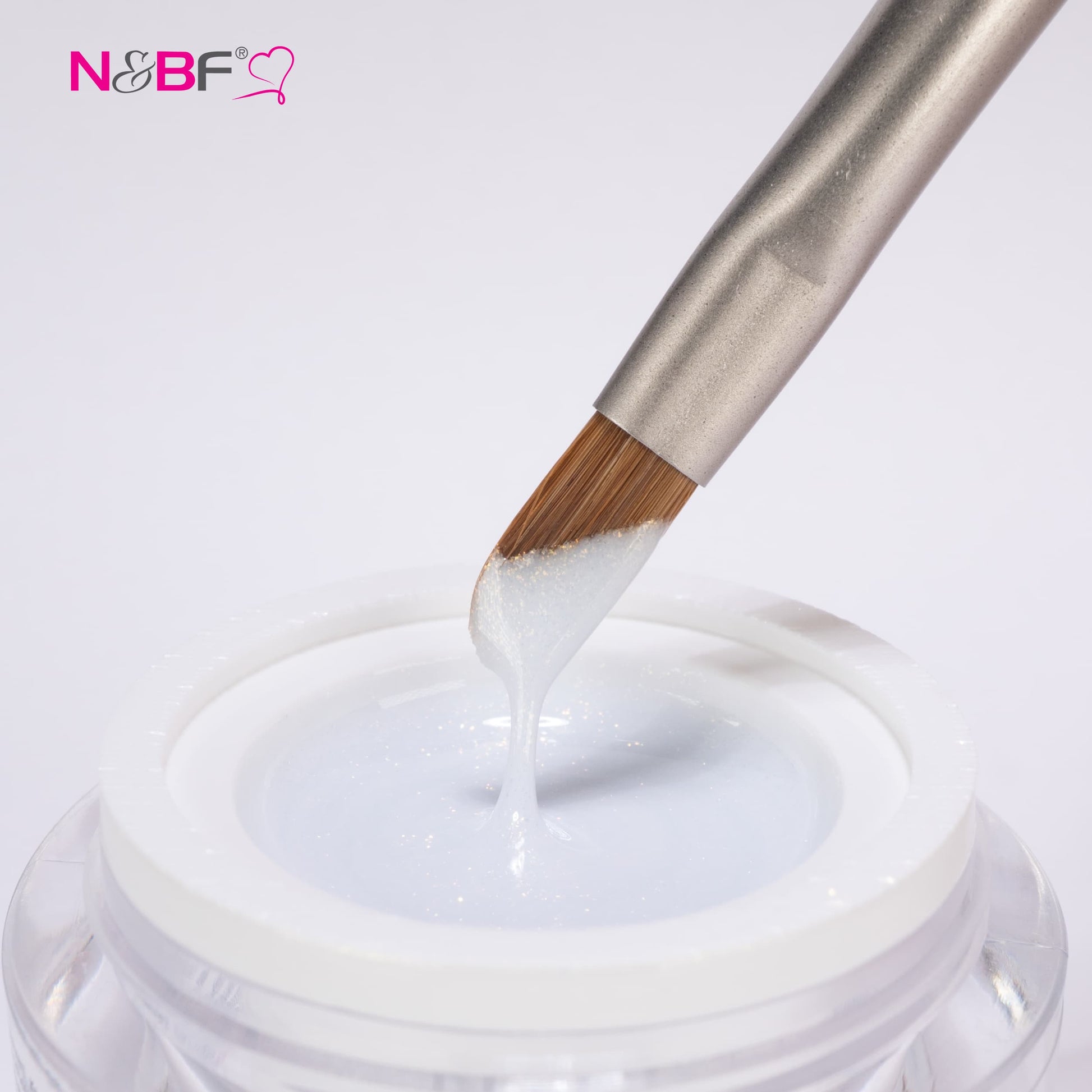 Nails and Beauty Factory Comfort Farbgel pastell glimmer white Pinsel mit Tiegel