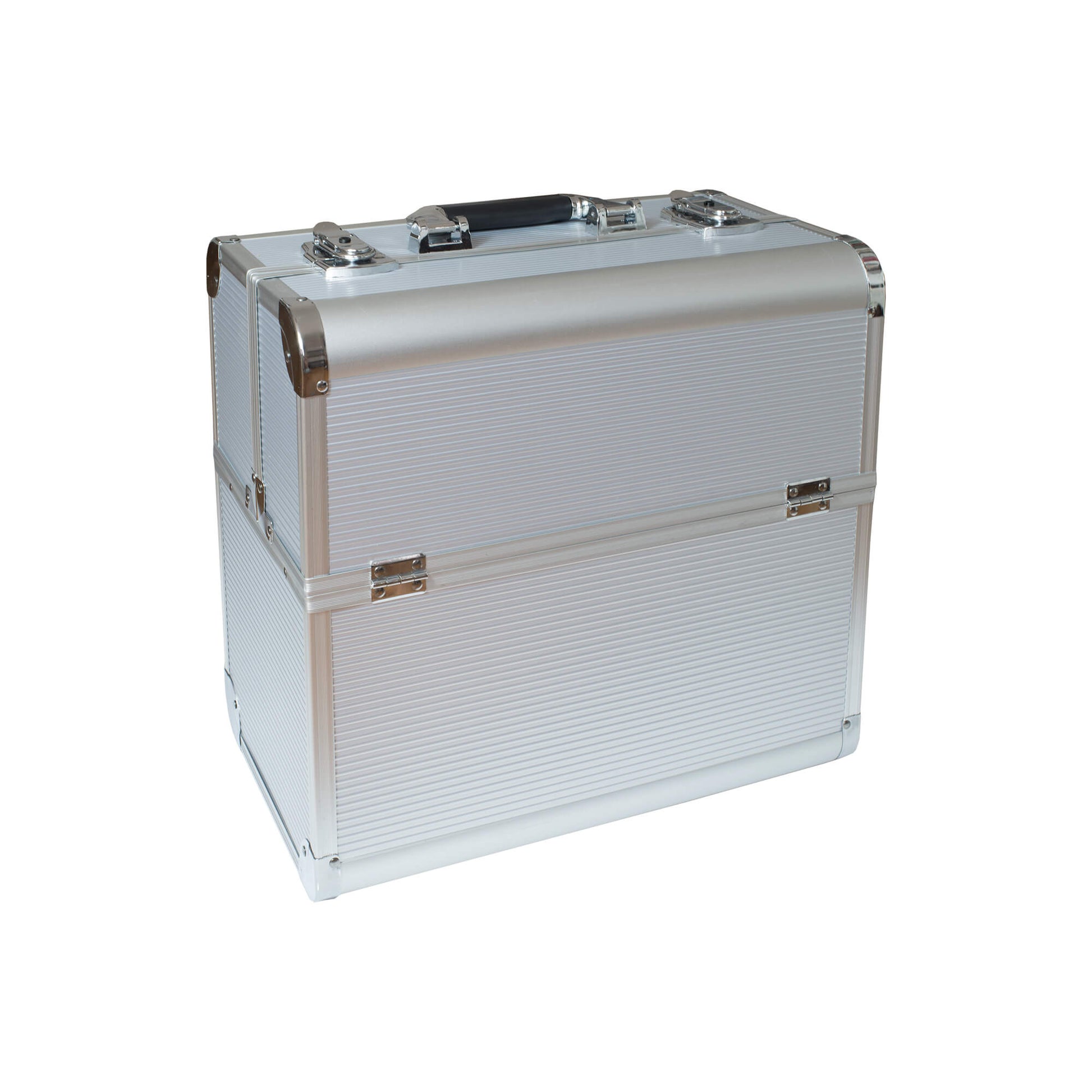 Nails and Beauty Factory Cosmetic Beauty Case Silver Round Design Closed