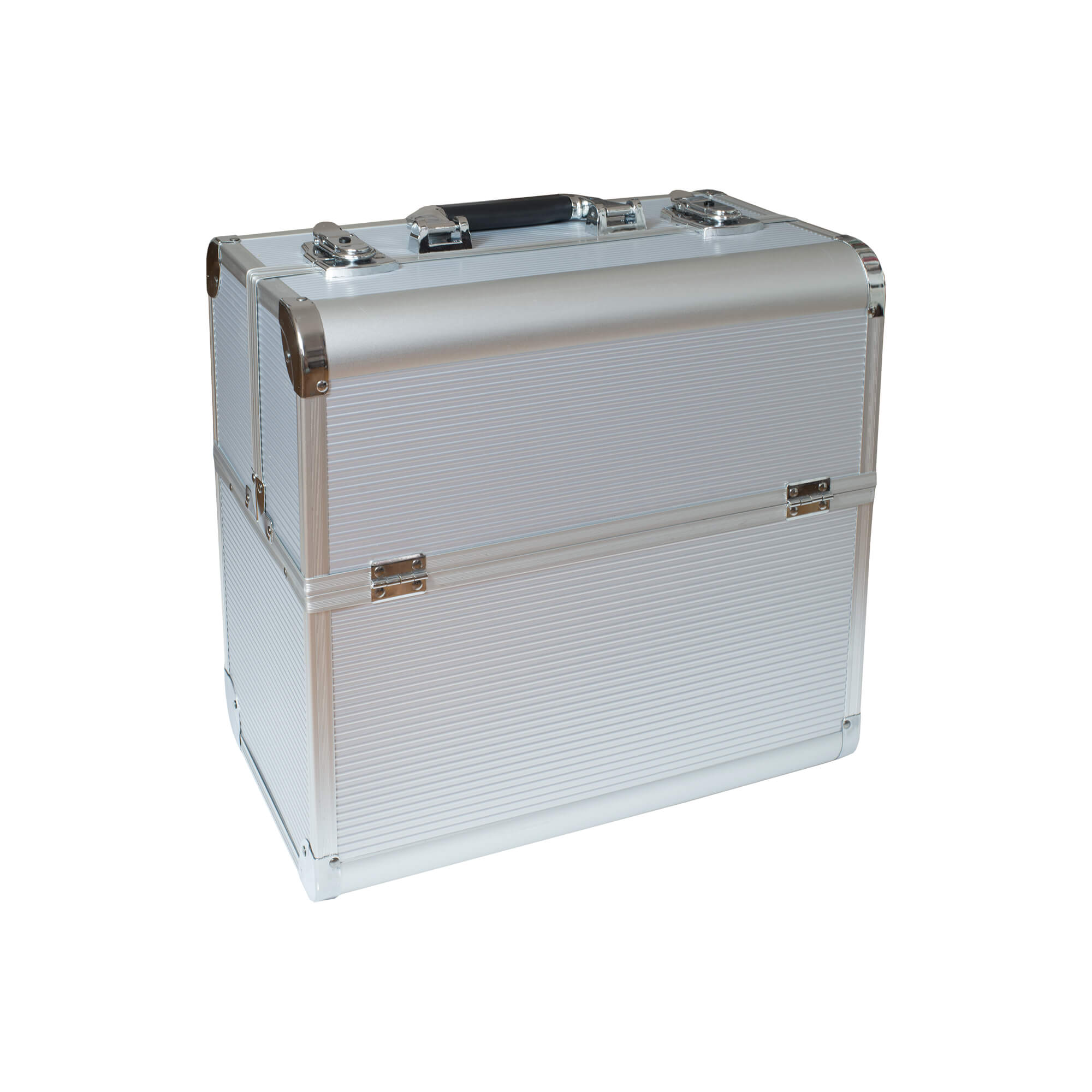 Nails and Beauty Factory Cosmetic Beauty Case Silver Round Design Closed