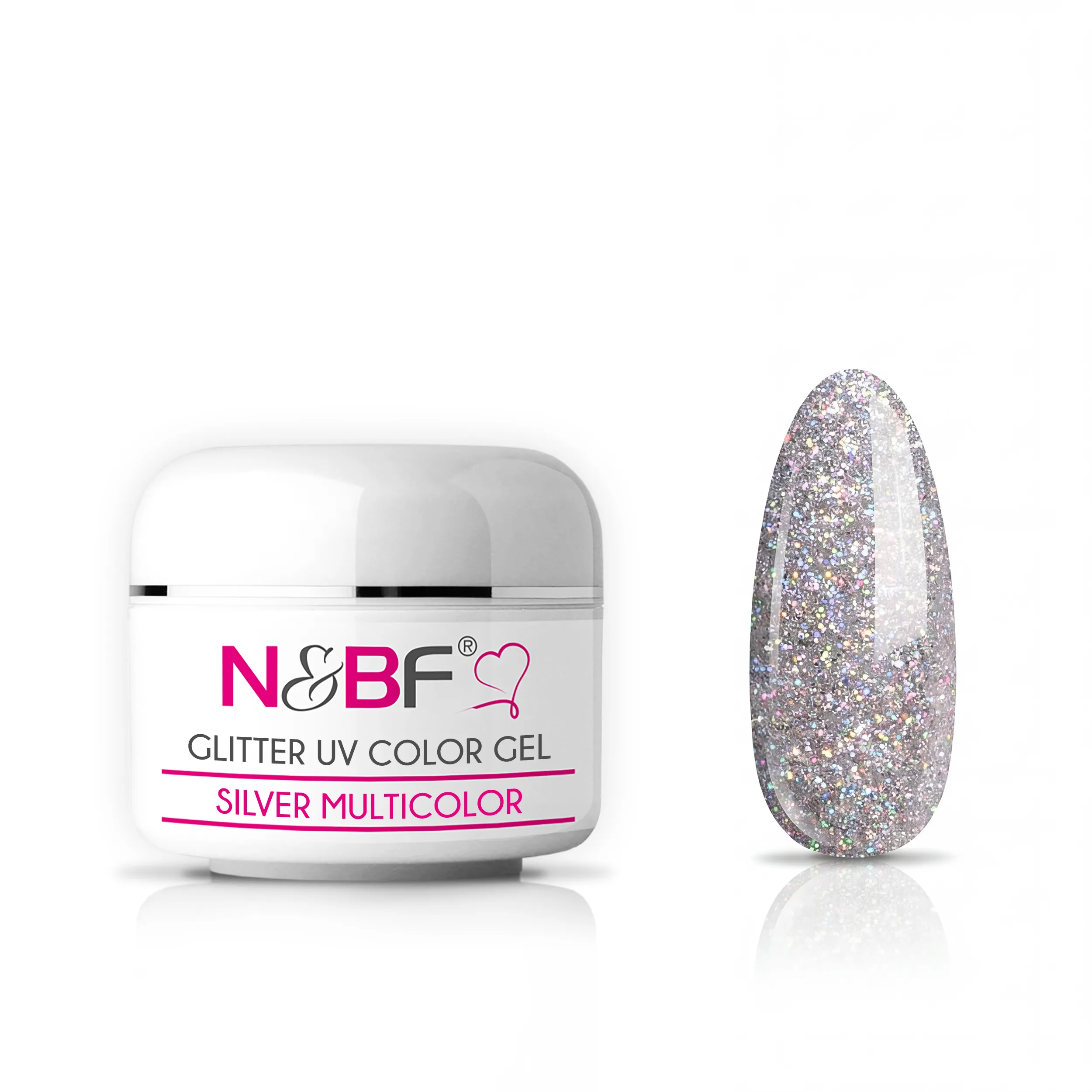 Glitter Farbgel Silver Multicolor 5ml