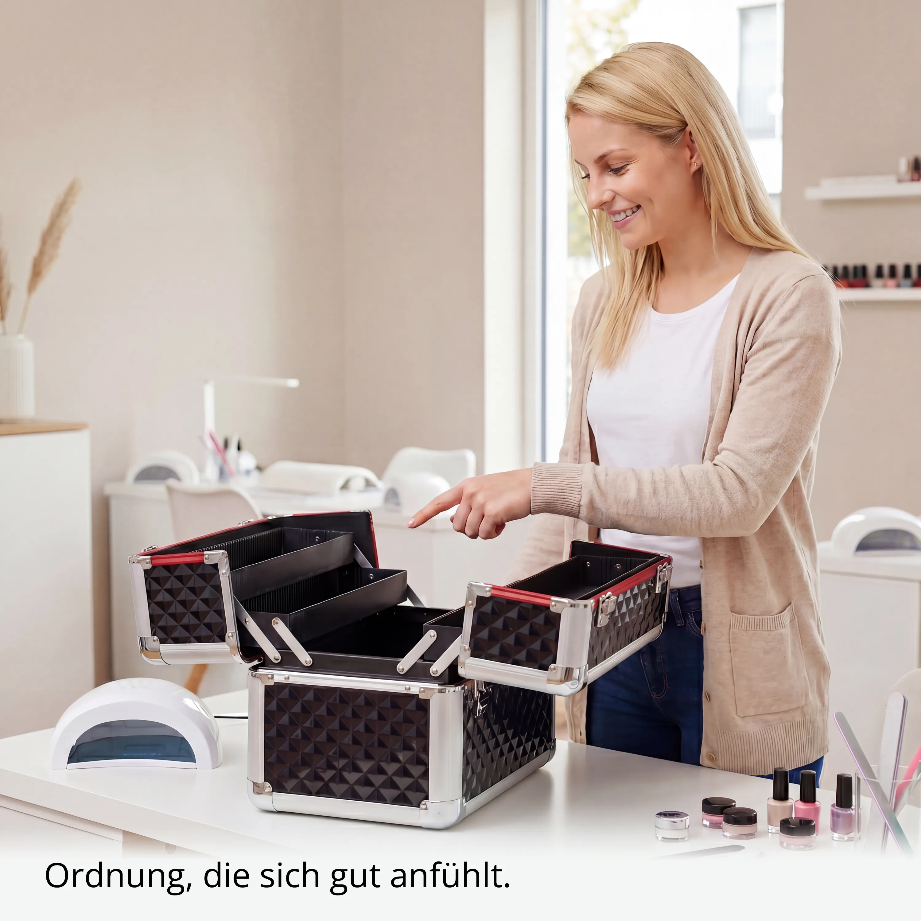 Kosmetikkoffer kompakt Schwarz Diamonds