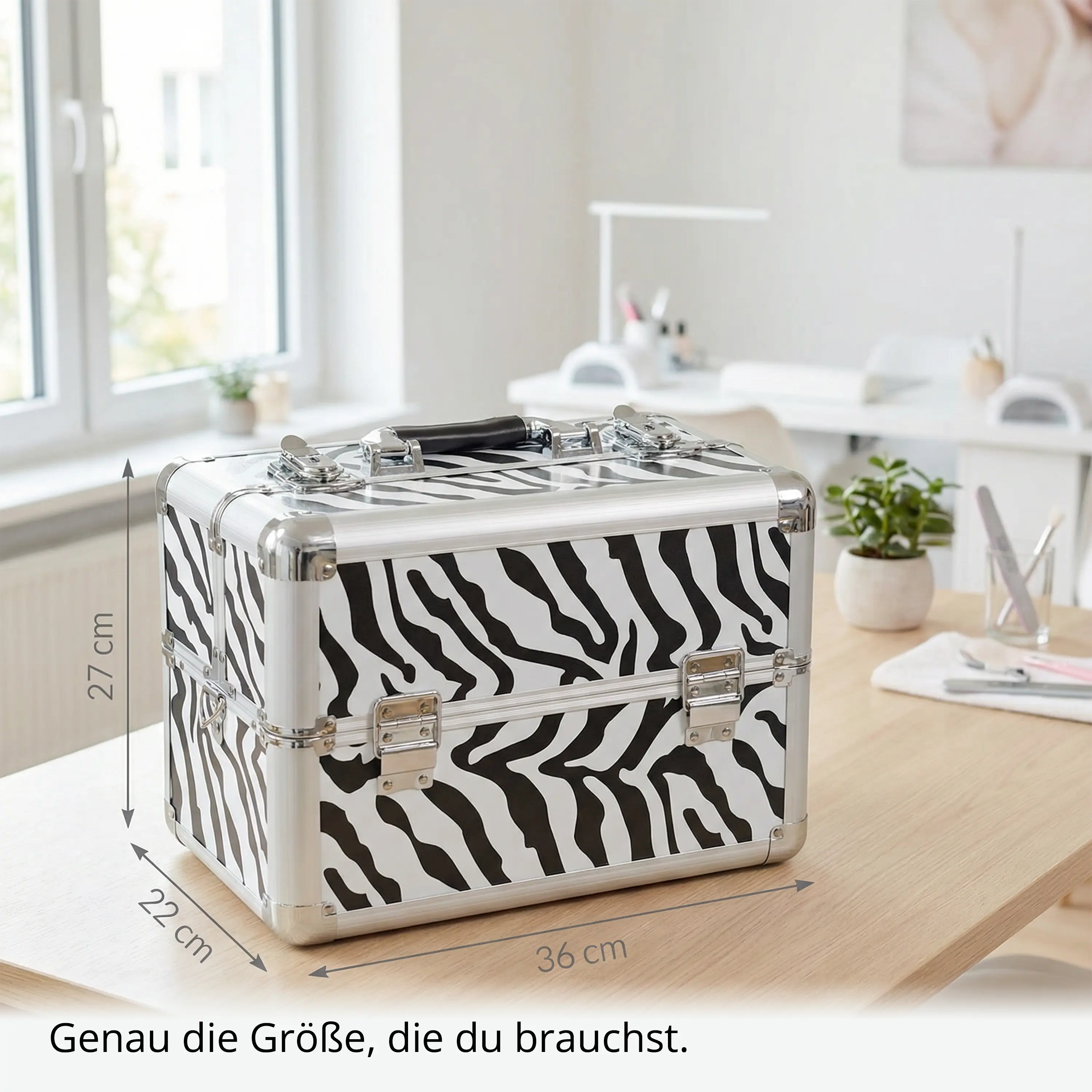 Kosmetikkoffer kompakt Zebra Design rund