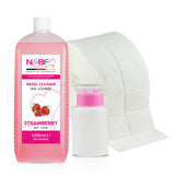 N&BF Nagel Cleaner all for one Erdbeer 1000ml + Zelletten & Dispenser Rosa