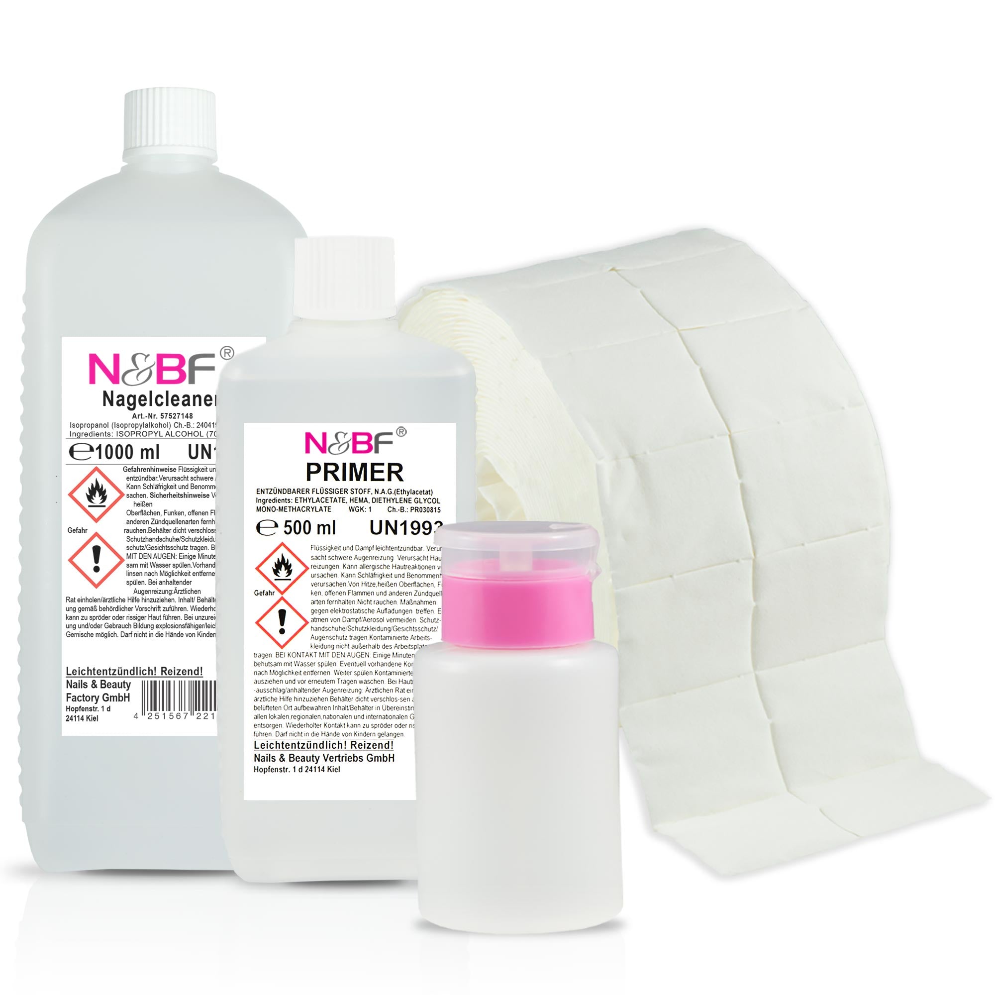 Nails and Beauty Factory Nagelcleaner Cleaner Haftervermittler Primer Zelletten Set Rosa5dd2adb623825