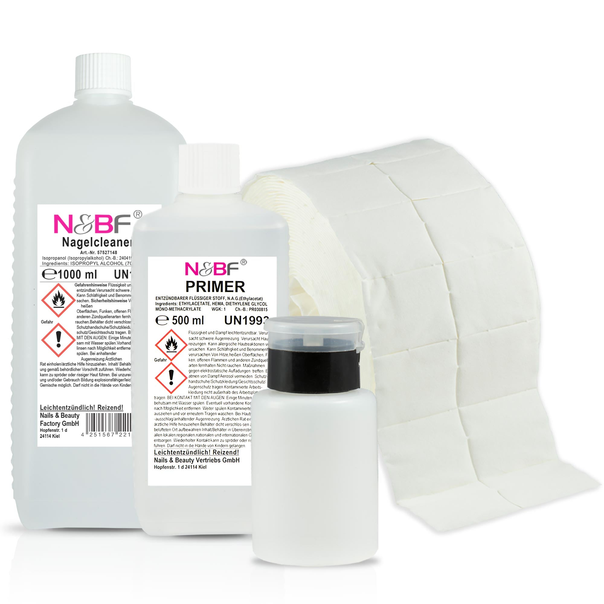 Nails and Beauty Factory Nagelcleaner Cleaner Haftervermittler Primer Zelletten Set Schwarz5dd2adba0f914