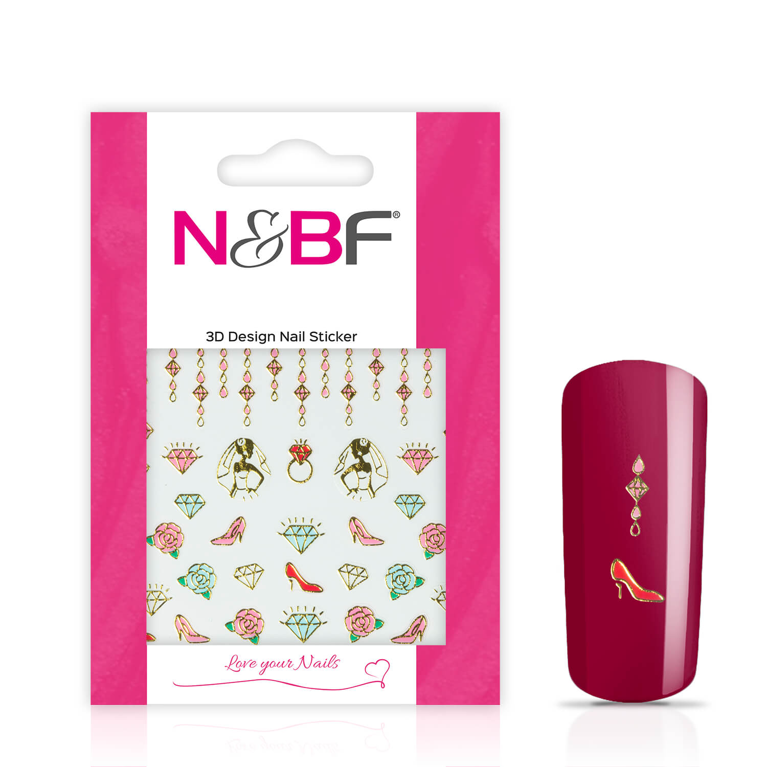 Nails and Beauty Factory Nagelsticker Diamonds Roses Gold 123647459