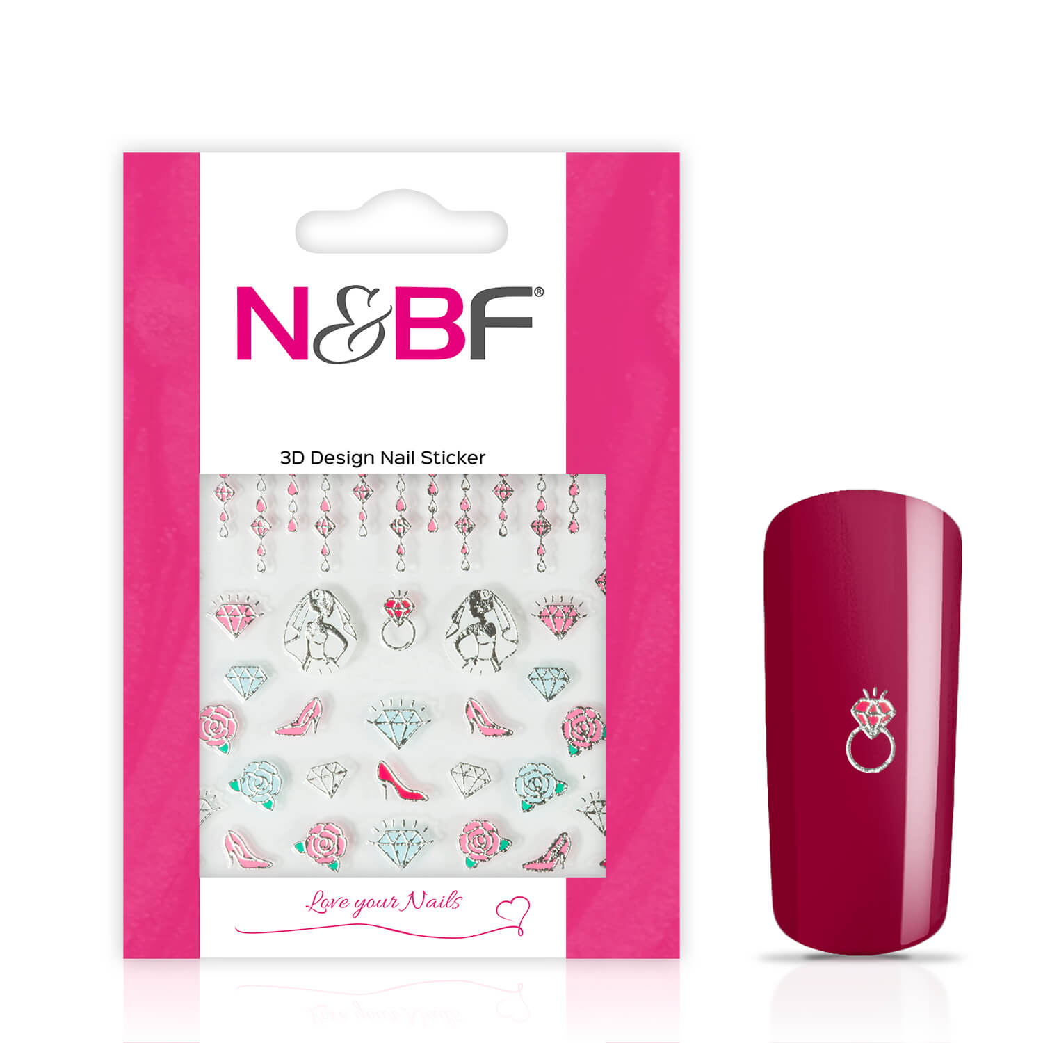 Nails and Beauty Factory Nagelsticker Diamonds Roses Silver 123896374