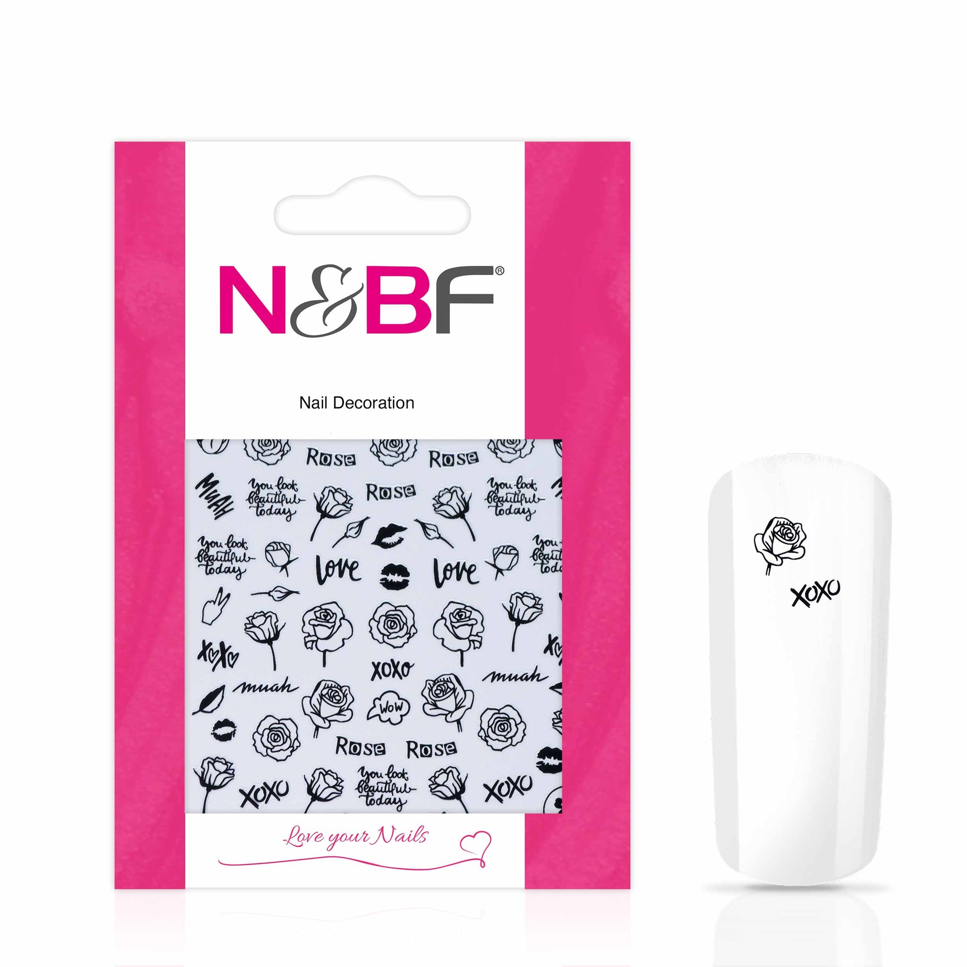 Nails and Beauty Factory Nagelsticker Valentins Rose Black 1
