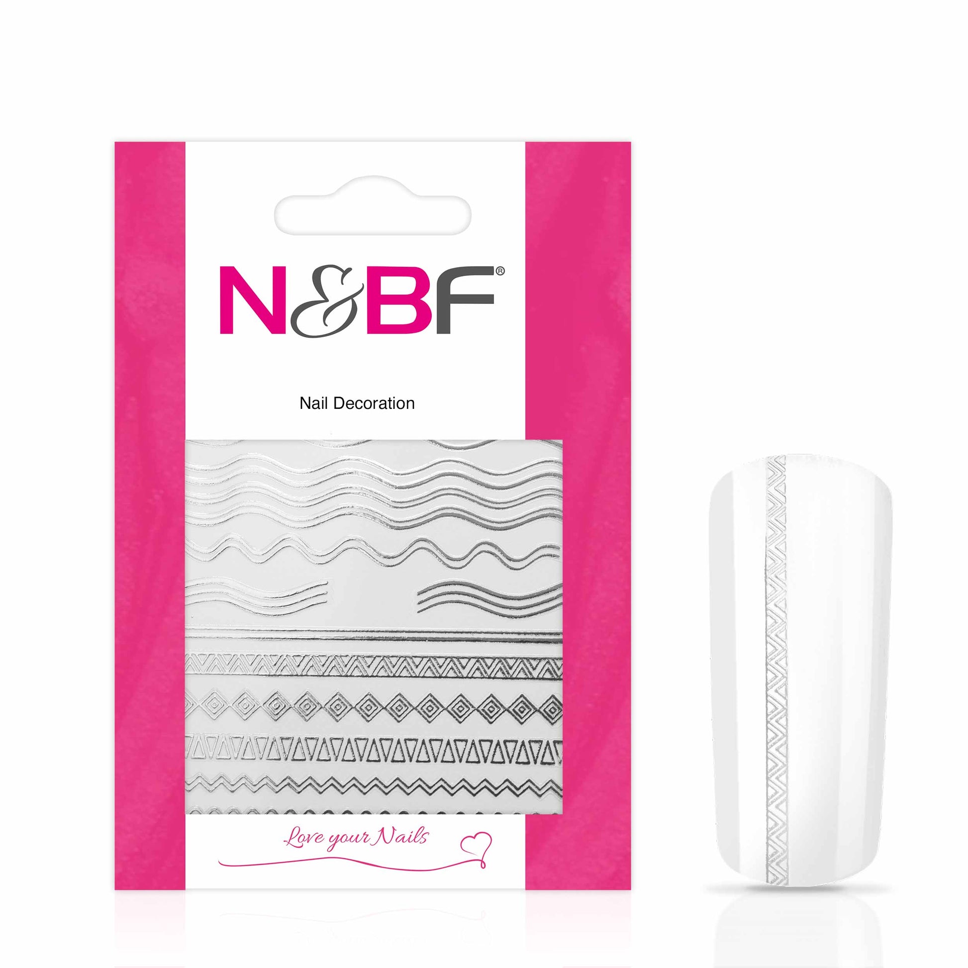 Nails and Beauty Factory Nagelsticker Waves Silver 1