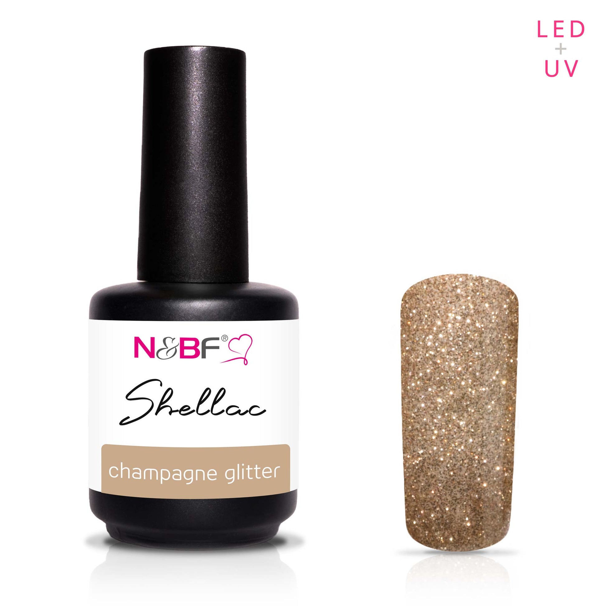 Nails and Beauty Factory Shellac Champagne Glitter 12ml