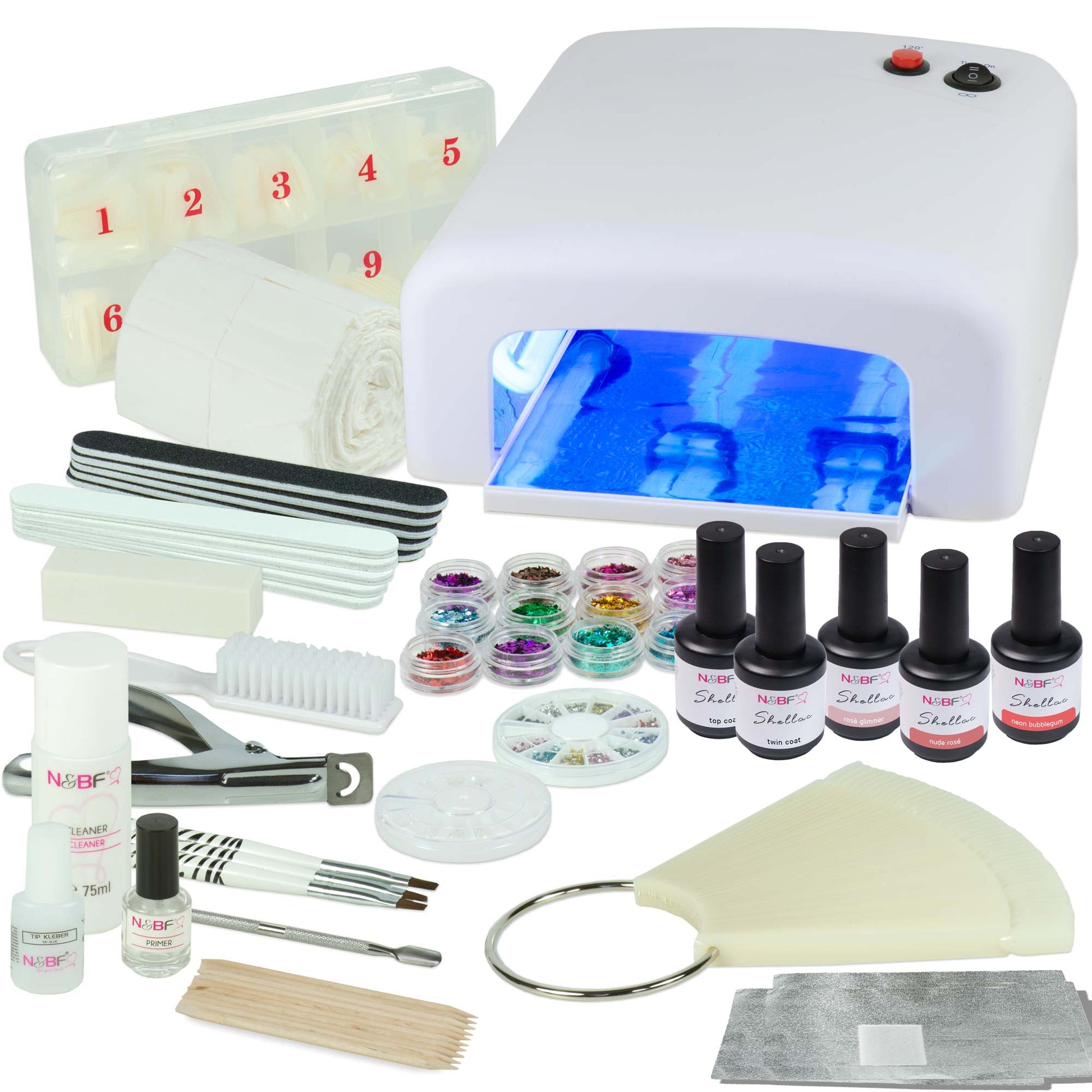 Nails and Beauty Factory Shellac Nagelstudio Starter Set Ronbu Eckig Weiss 2