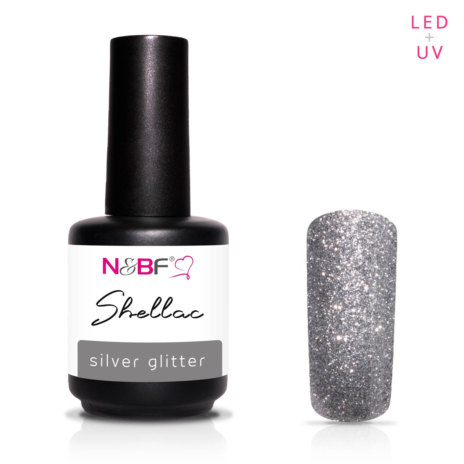 Nails and Beauty Factory Shellac Silver Glitter 12ml