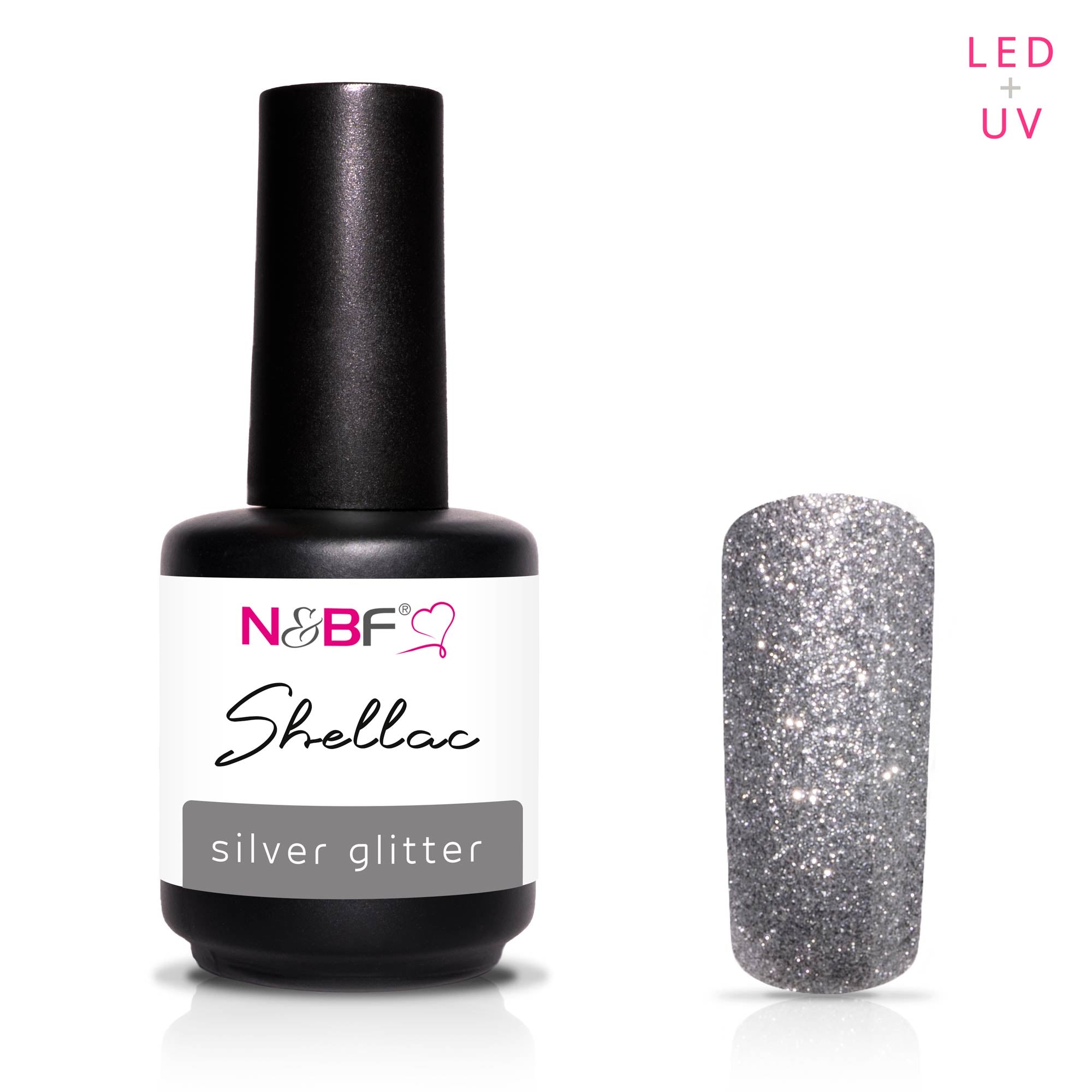 Nails and Beauty Factory Shellac Silver Glitter 12ml