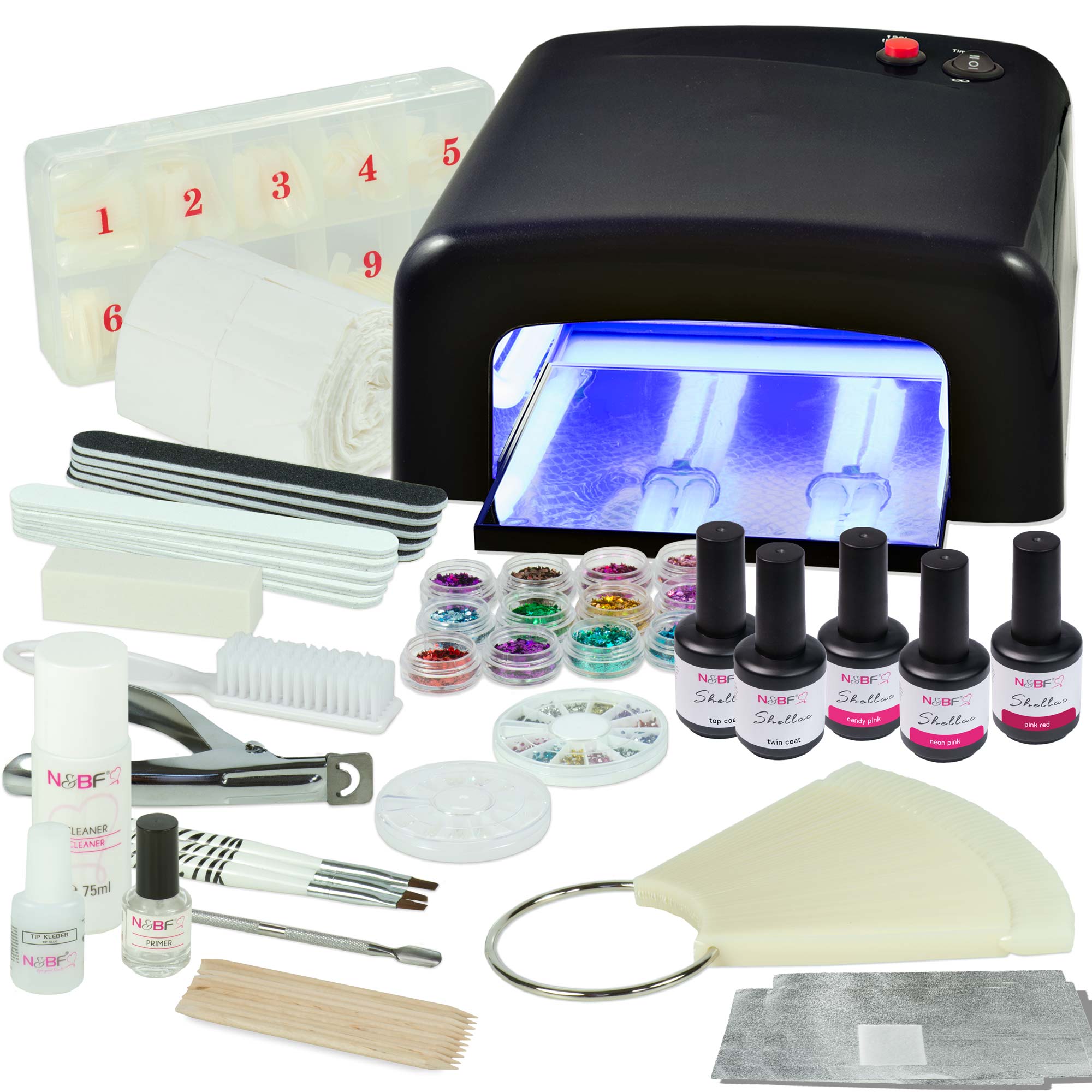 Nails and Beauty Factory Shellac UV Nagellack Starter Set Canpi Eckig Schwarz 2021