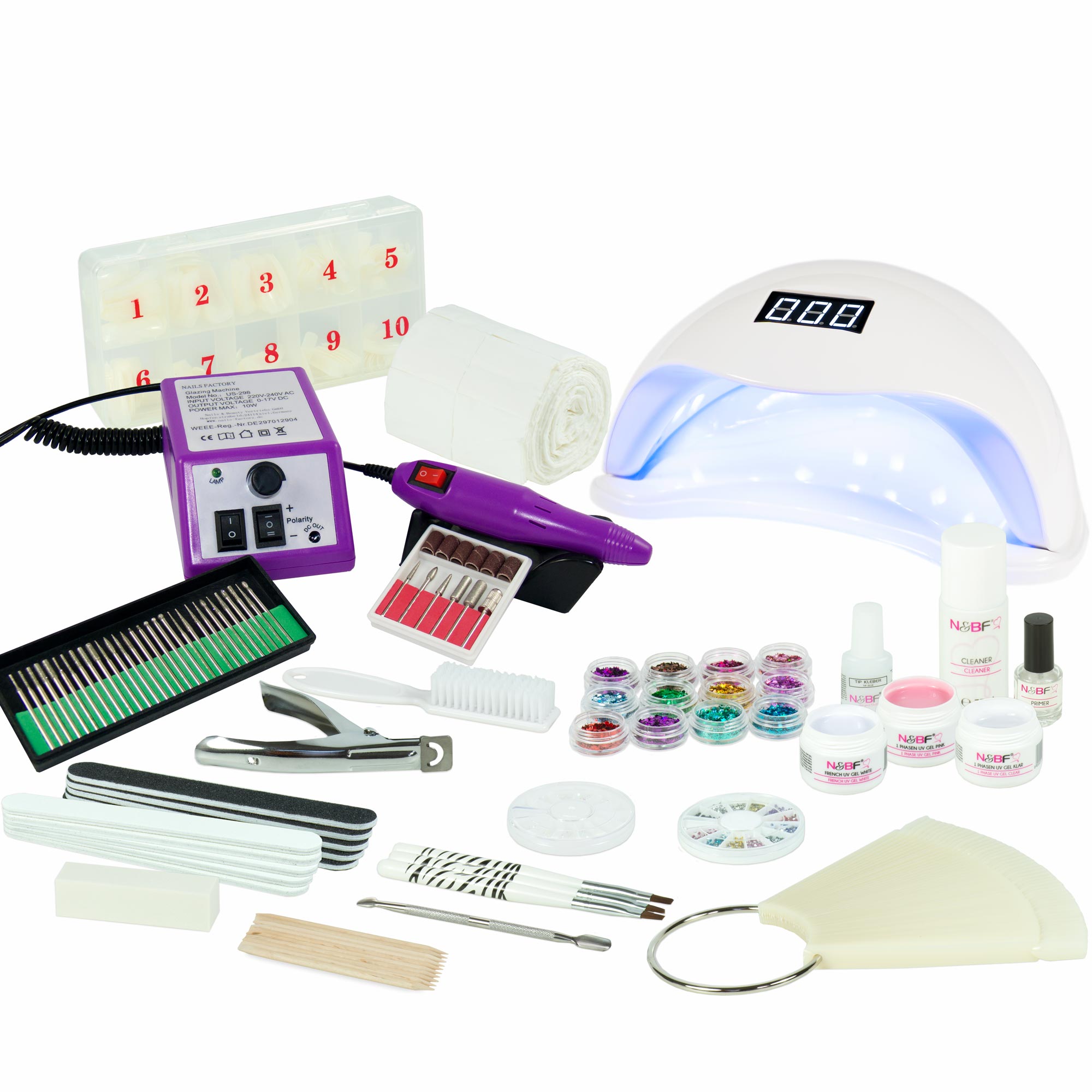 Nails and Beauty Factory Starter Set UVA mit Fraeser Lila 2022