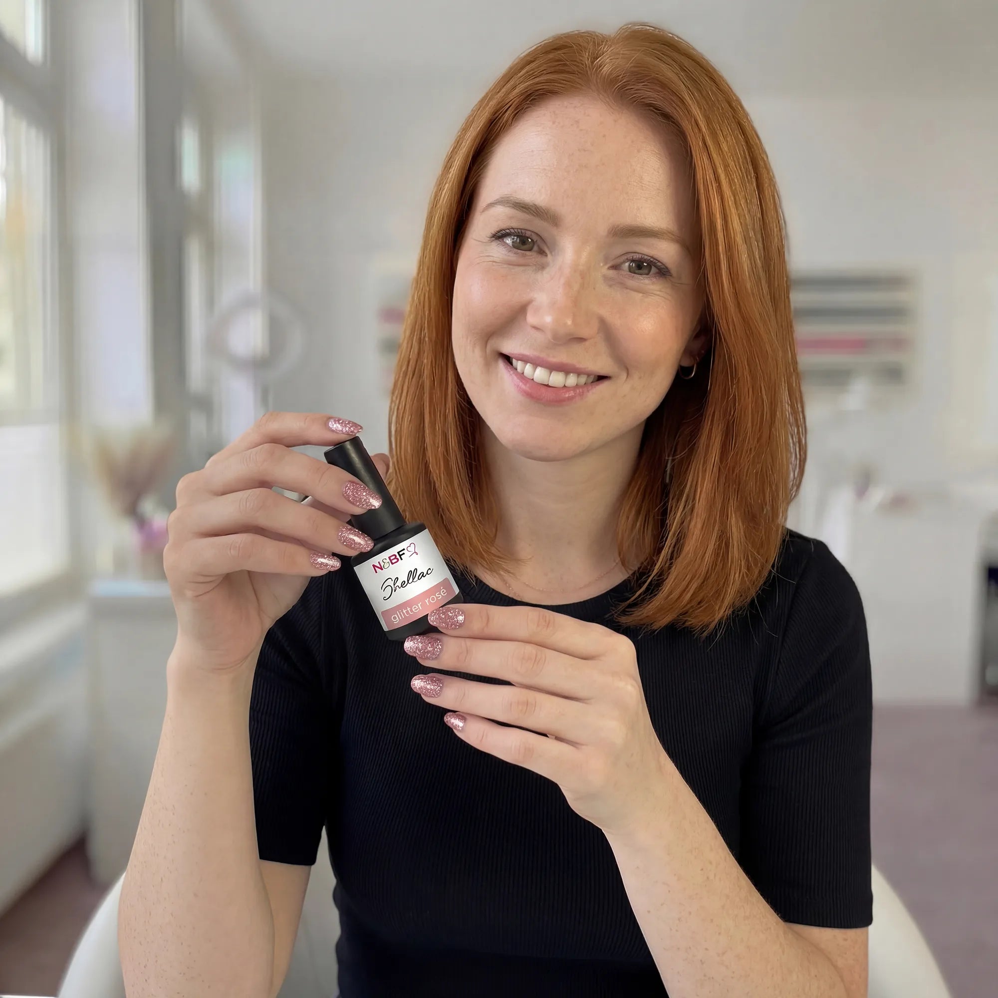 N&BF Shellac Glitter Rose 12ml